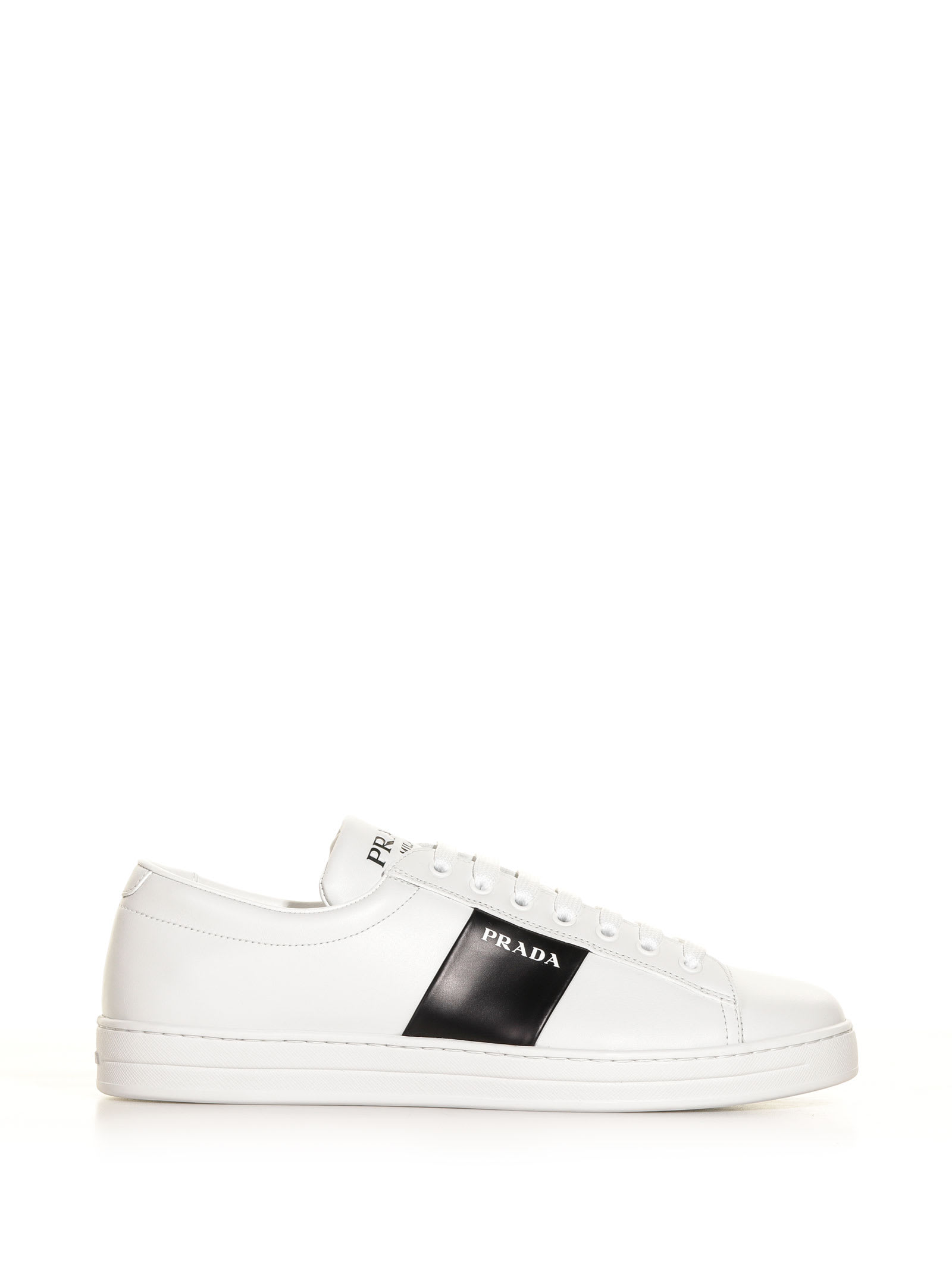 Prada Leather Sneakers With Logo