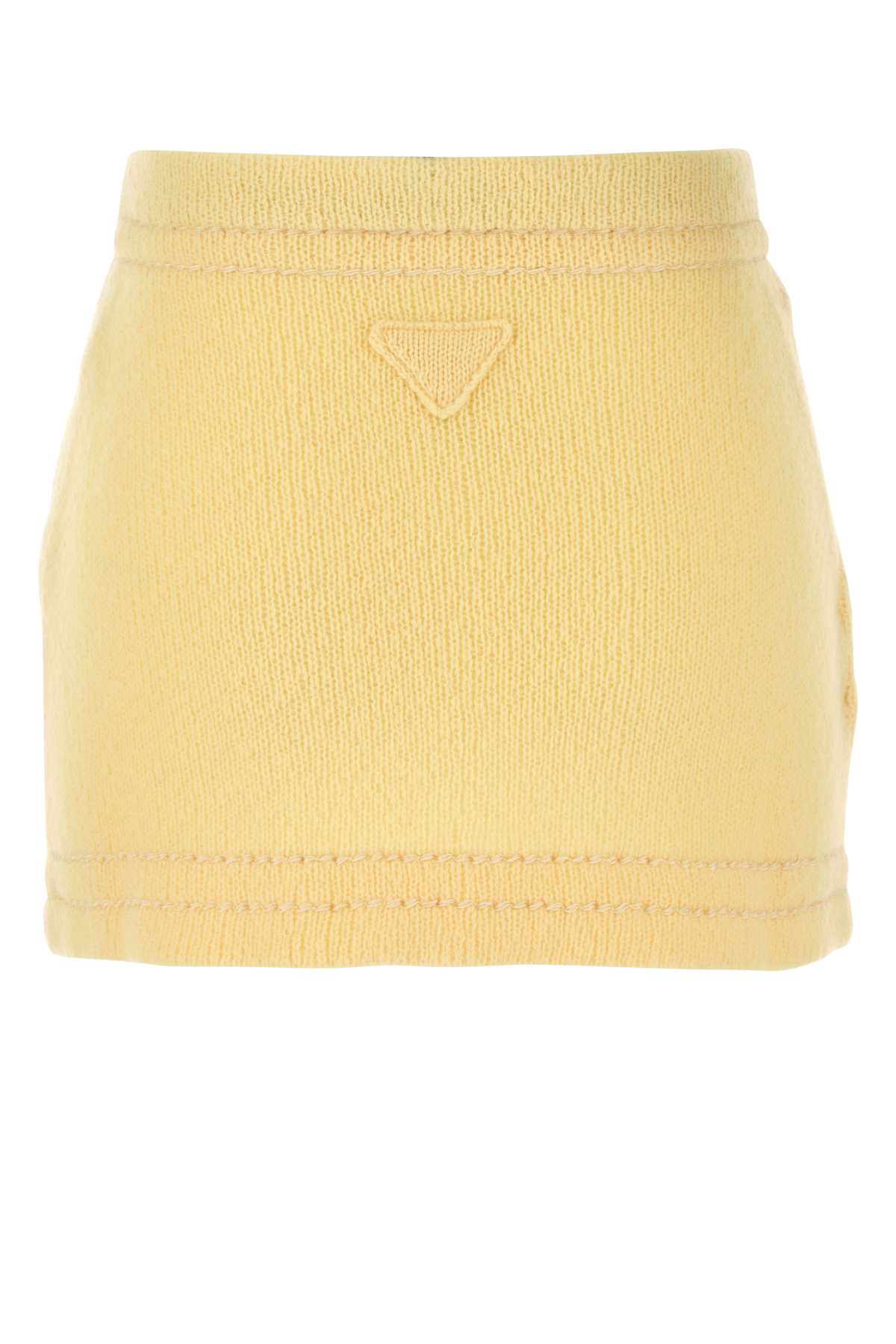 Prada Impunture Mini Cashmere Skirt In Crema
