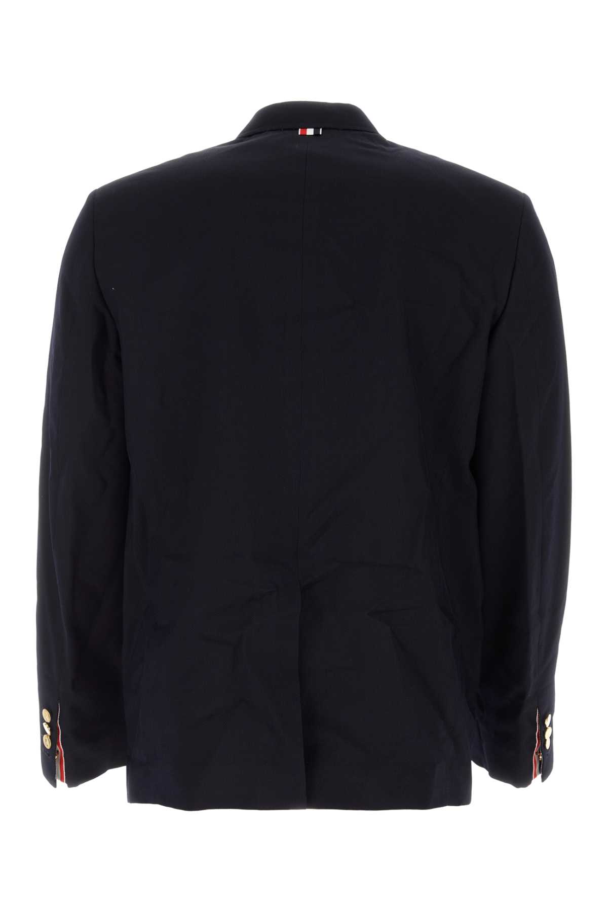 Shop Thom Browne Navy Blue Wool Blazer In 415