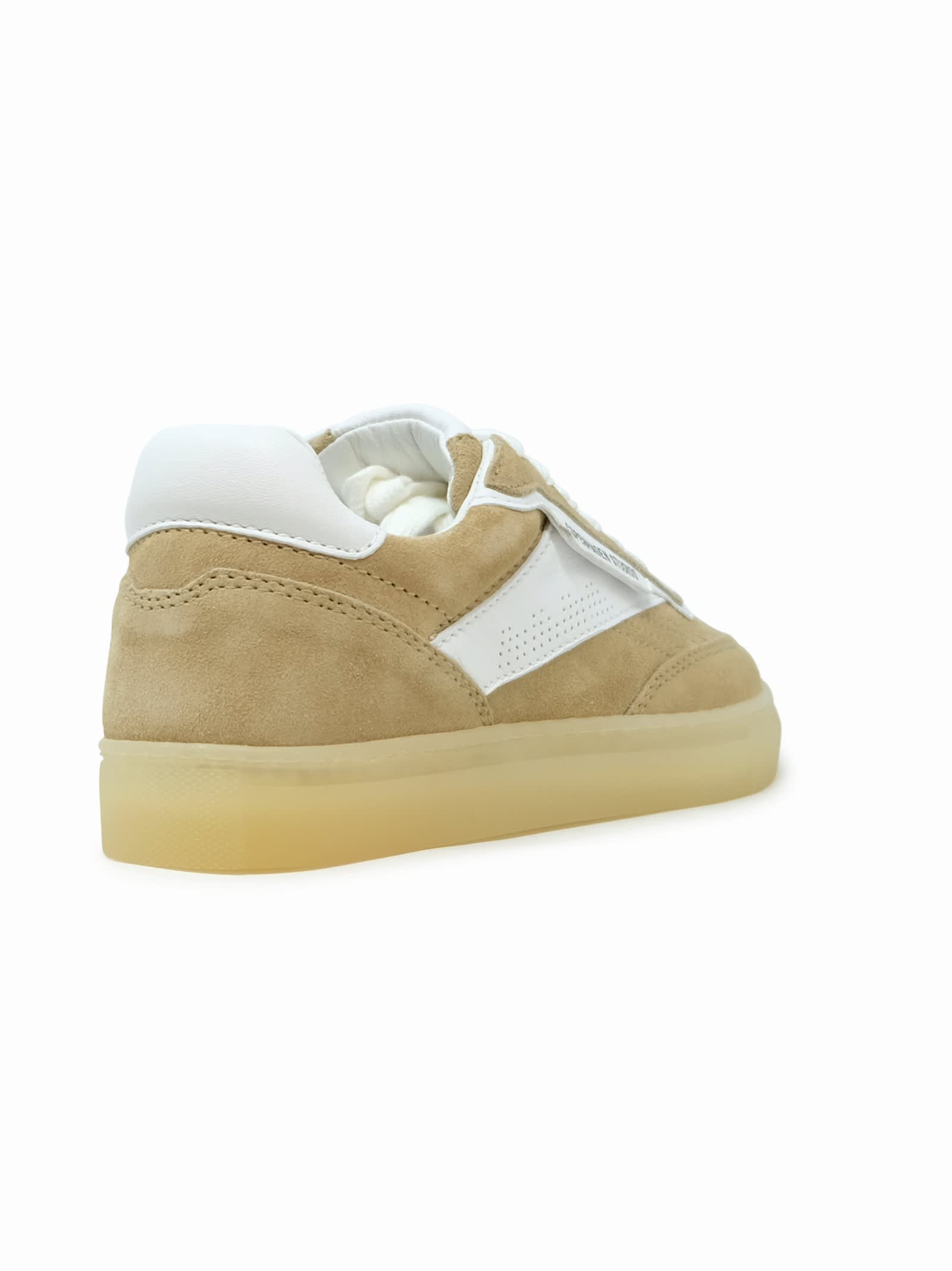 Copenhagen Beige Leather Sneakers With Unique Heel Detail In Sand