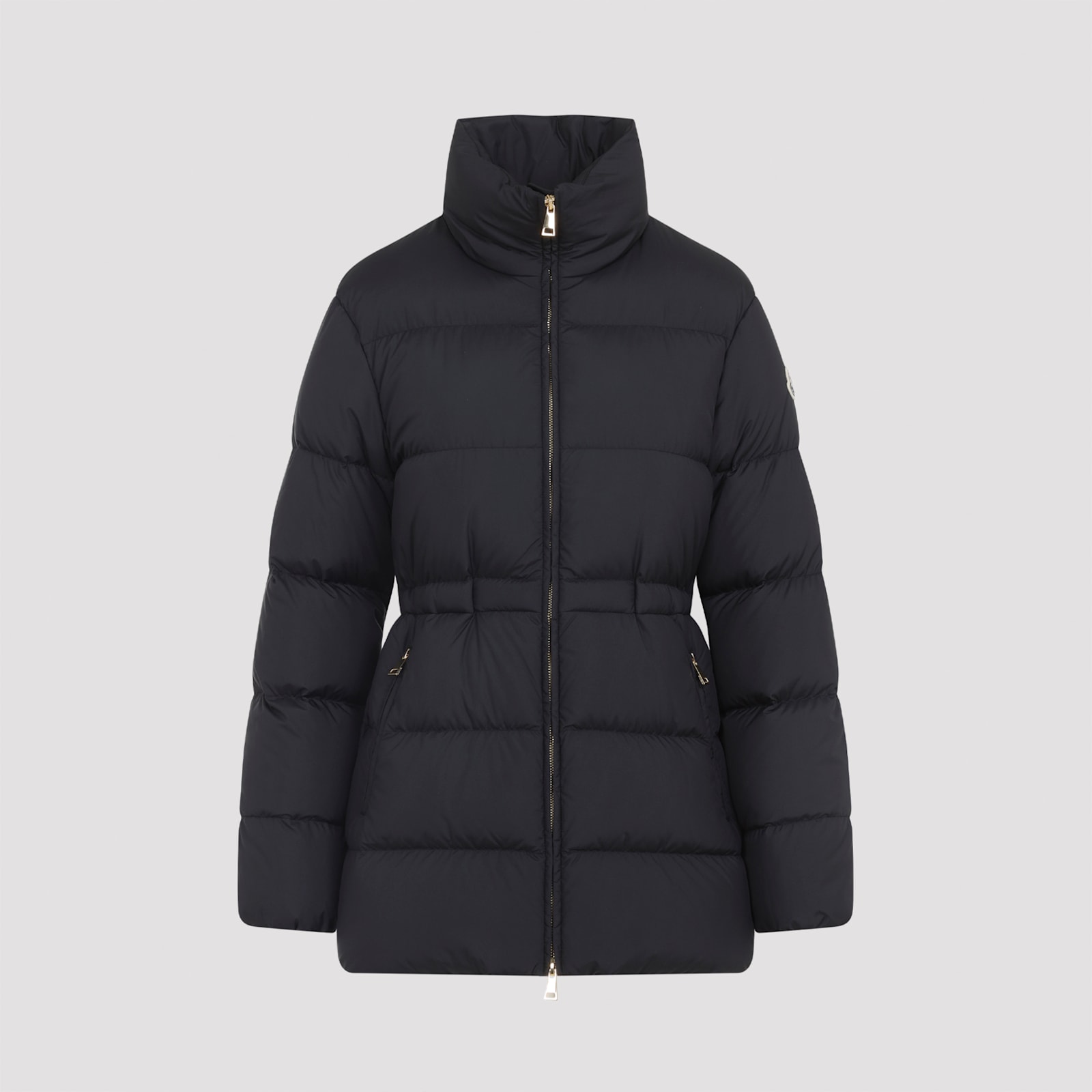 Moncler Quilted Jacket With High Collar And Pockets In Black
