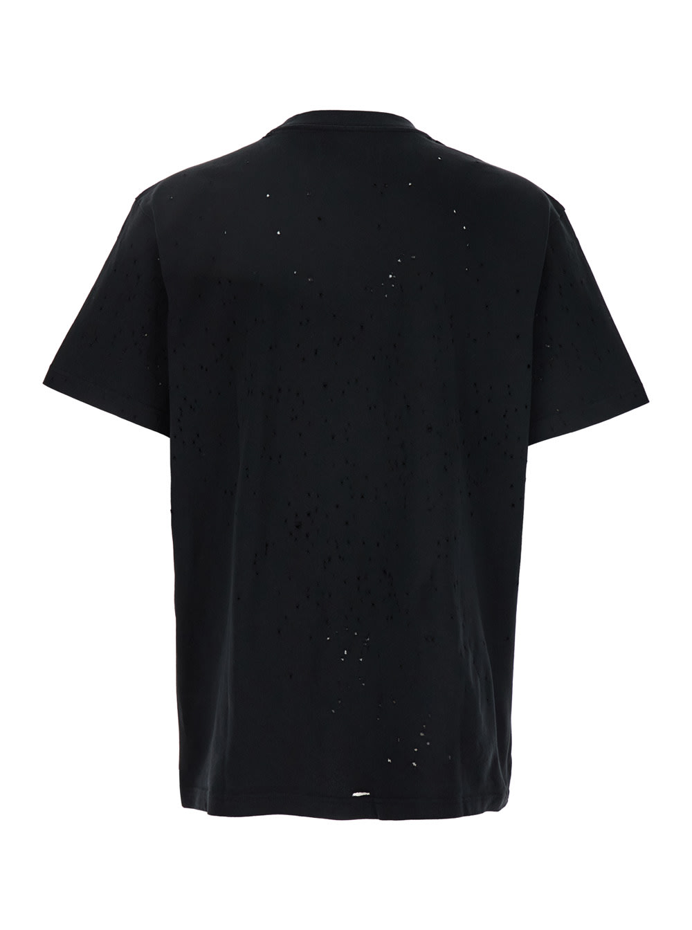 Purple Brand Black Crewneck T-shirt With Logo Lettering On The Front In Cotton Man In Black
