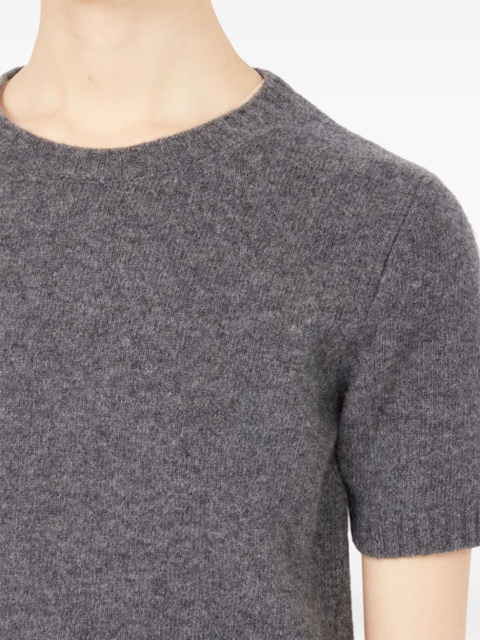 Shop Maison Margiela Grey Wool Top