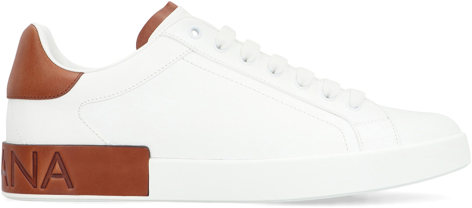 Dolce & Gabbana White Calf Leather Portofino Sneakers In White