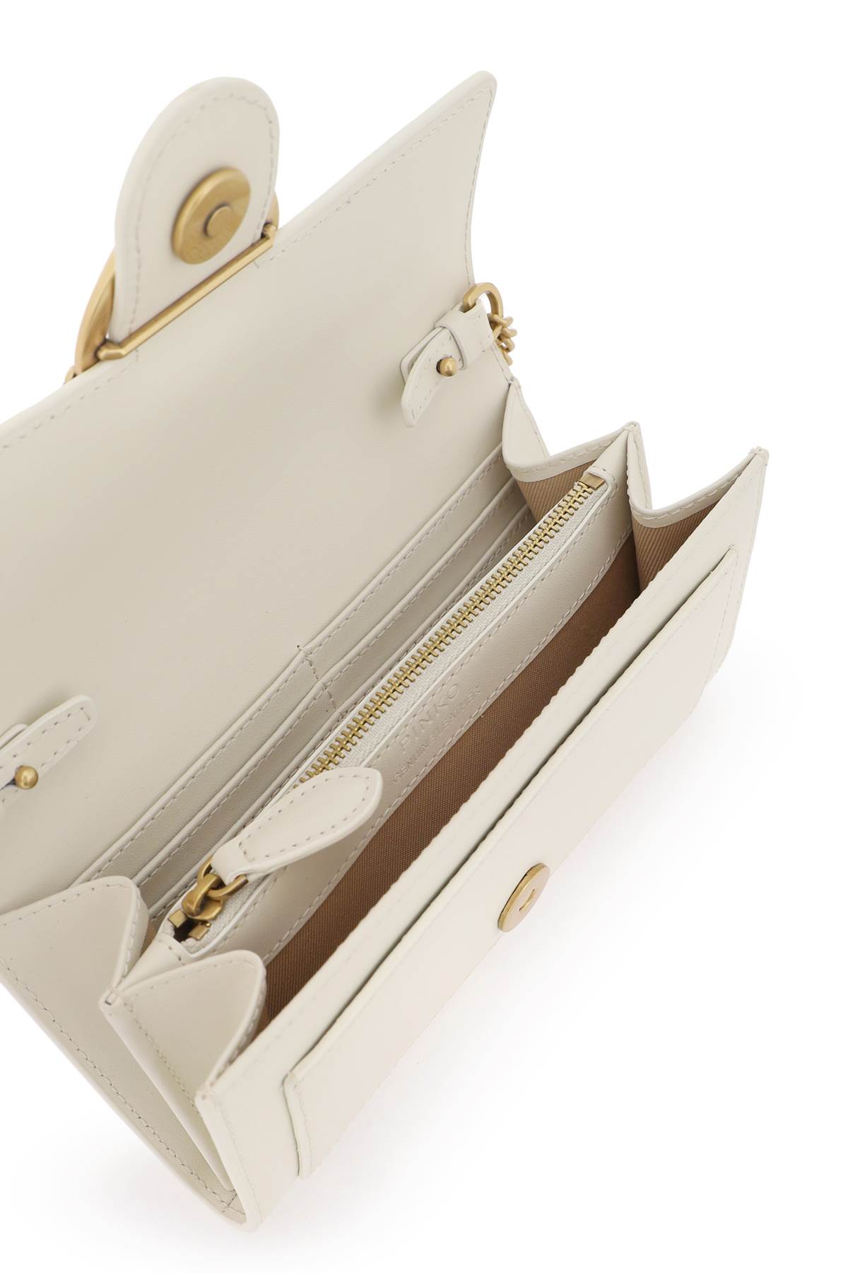 Shop Pinko Love Bag Simply Crossbody Bag In Bianco Seta-antique Gold (white)