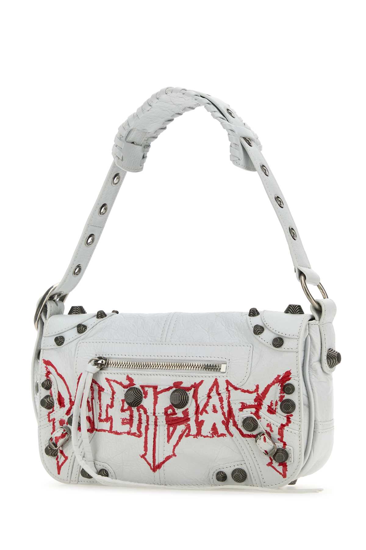 Balenciaga Man White Leather Le Cagole Xs Diy Metal Crossbody Bag In Opticwhite