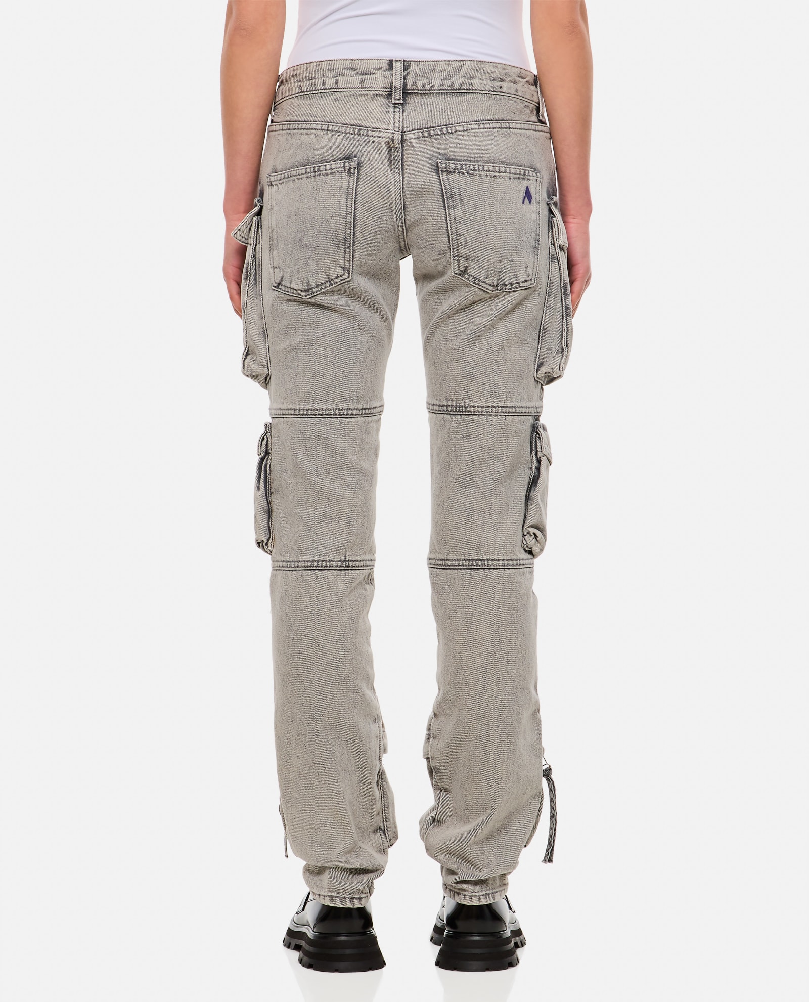 Shop Attico Essie Denim Cargo Pants In Grey