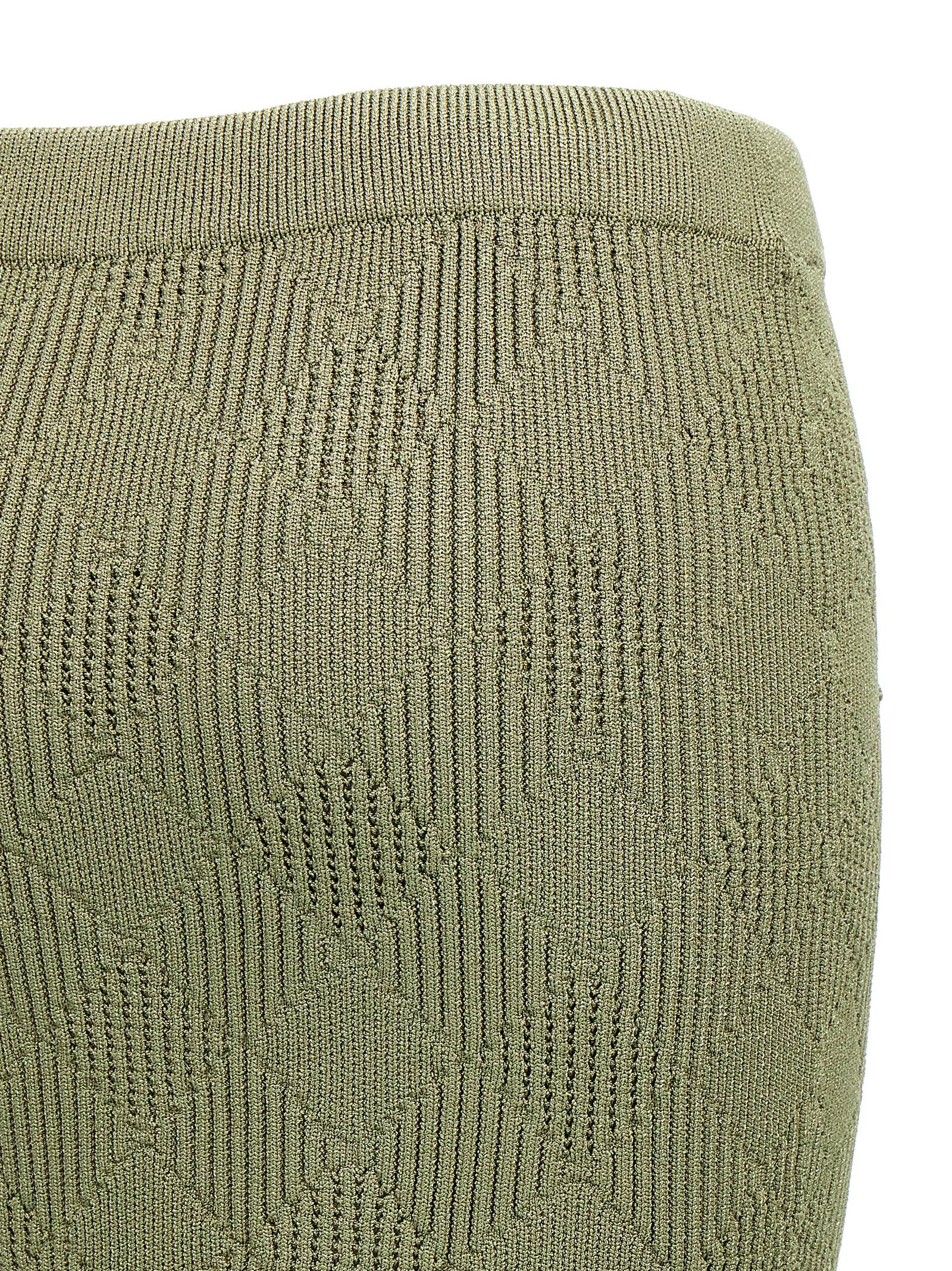 Shop Balmain Openwork Knit Skirt In Green