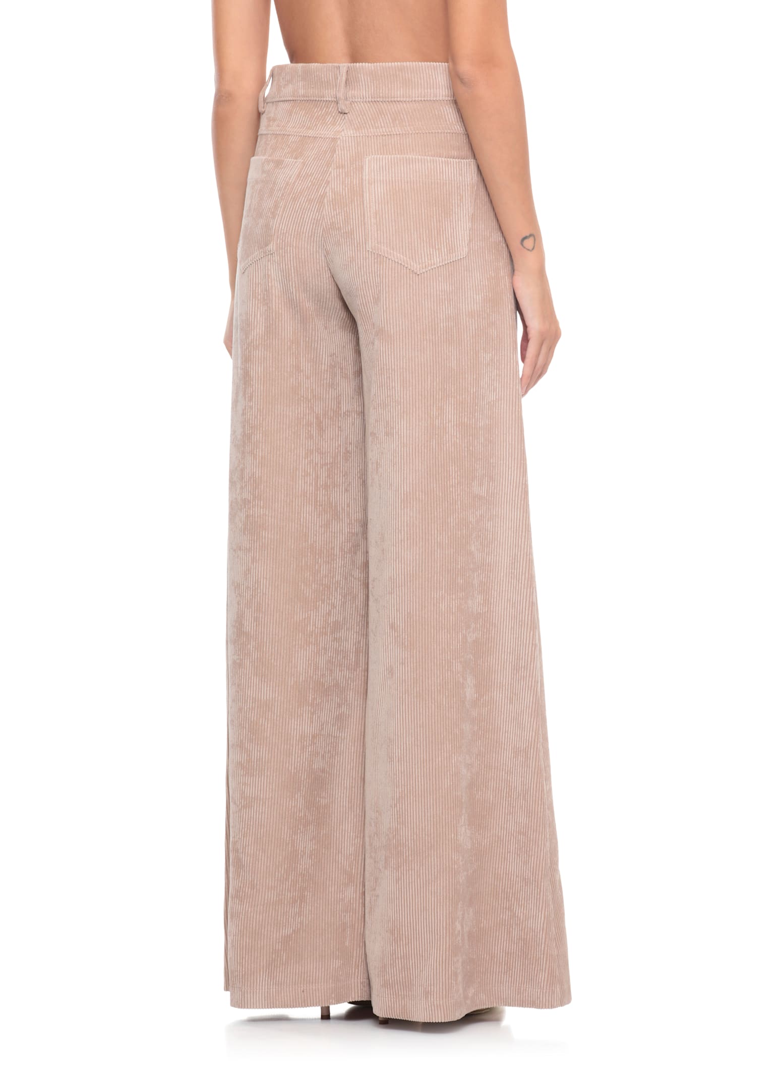 D Exterior Beige Corduroy Palazzo Pants In Pink