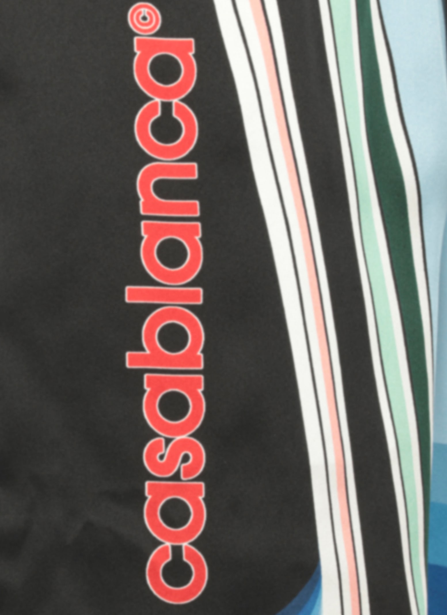 Casablanca Graphic Mountain Straight-leg Logo-print Silk-twill Drawstring Shorts In Black