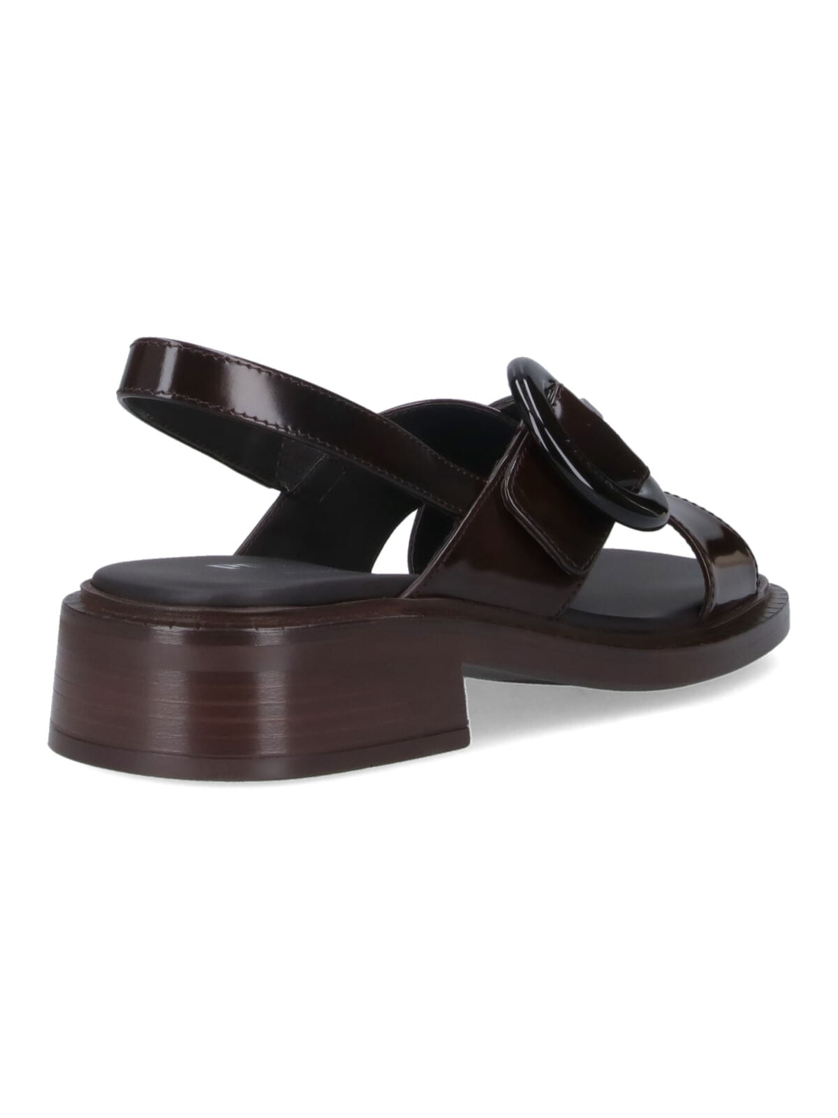 Prada Heel Buckle Glossy Open Toe Sandals In Pattern