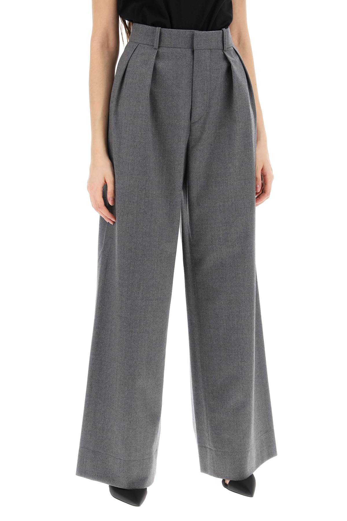 Shop Wardrobe.nyc Wide Leg Flannel Trousers For Men Or In Charcoal (grey)