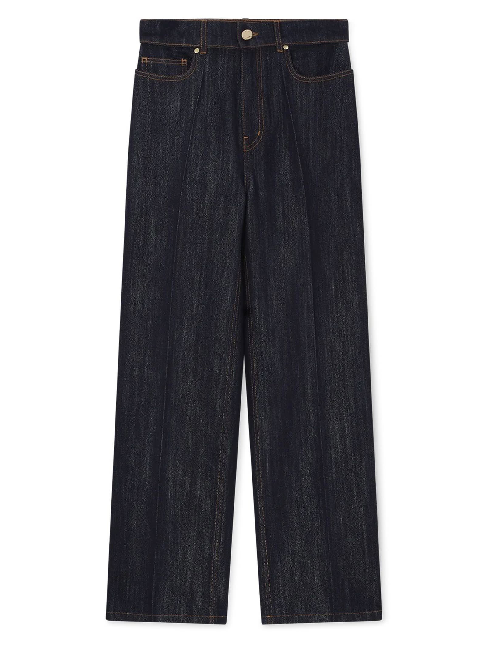 Shop Casablanca Washed Indigo Silver Lurex Jeans In Blue