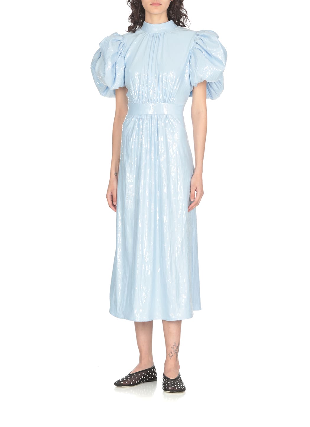 Shop Rotate Birger Christensen Rhinestones Dress In Light Blue