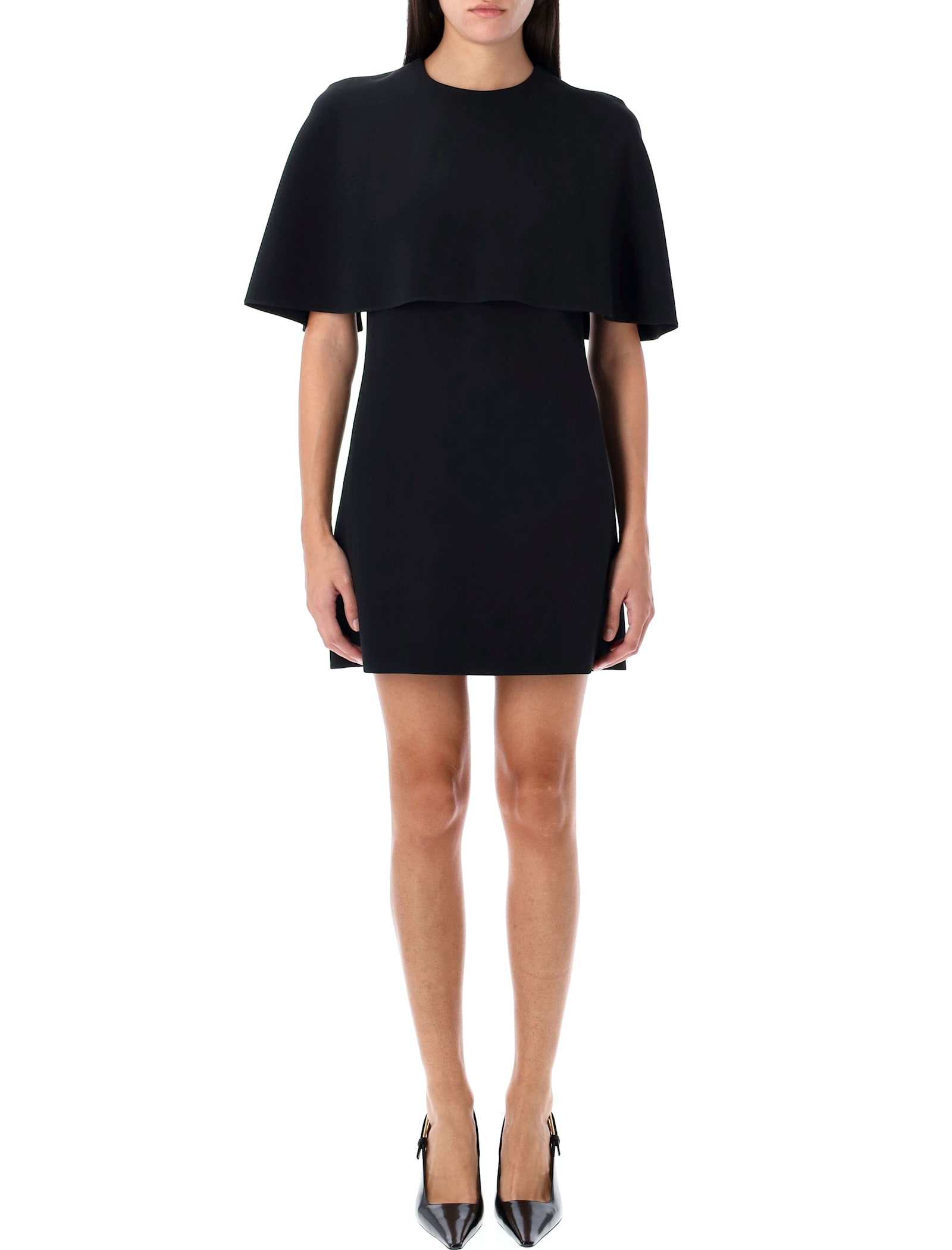 Shop Chloé Cape Mini Dress In Black