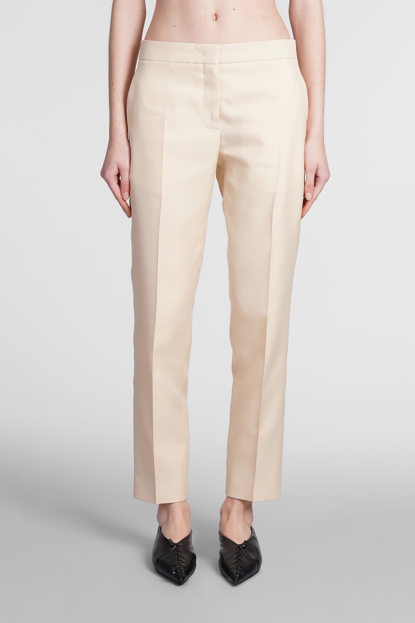 Jil Sander Drawstring-waist Cotton Track Pants In Powder