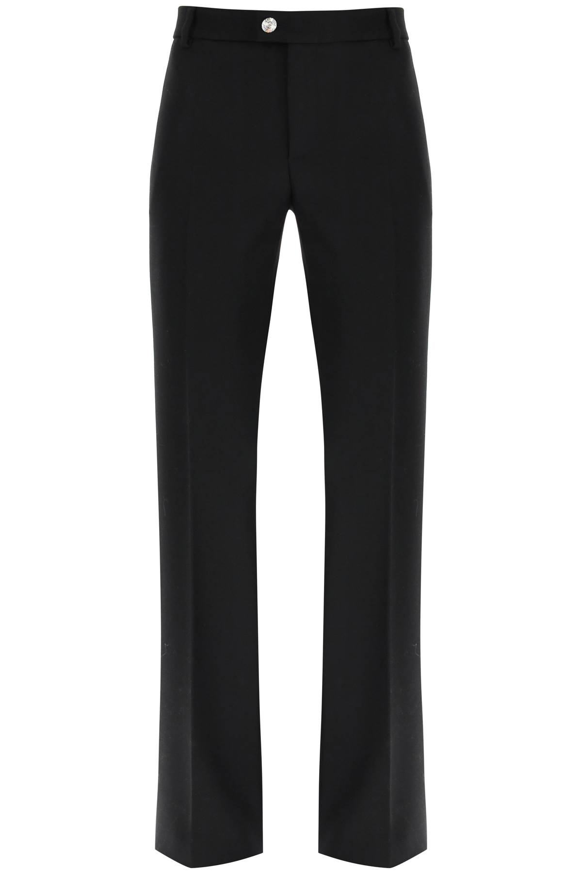 BLUMARINE WOOL TROUSERS WITH JEWEL BUTTON