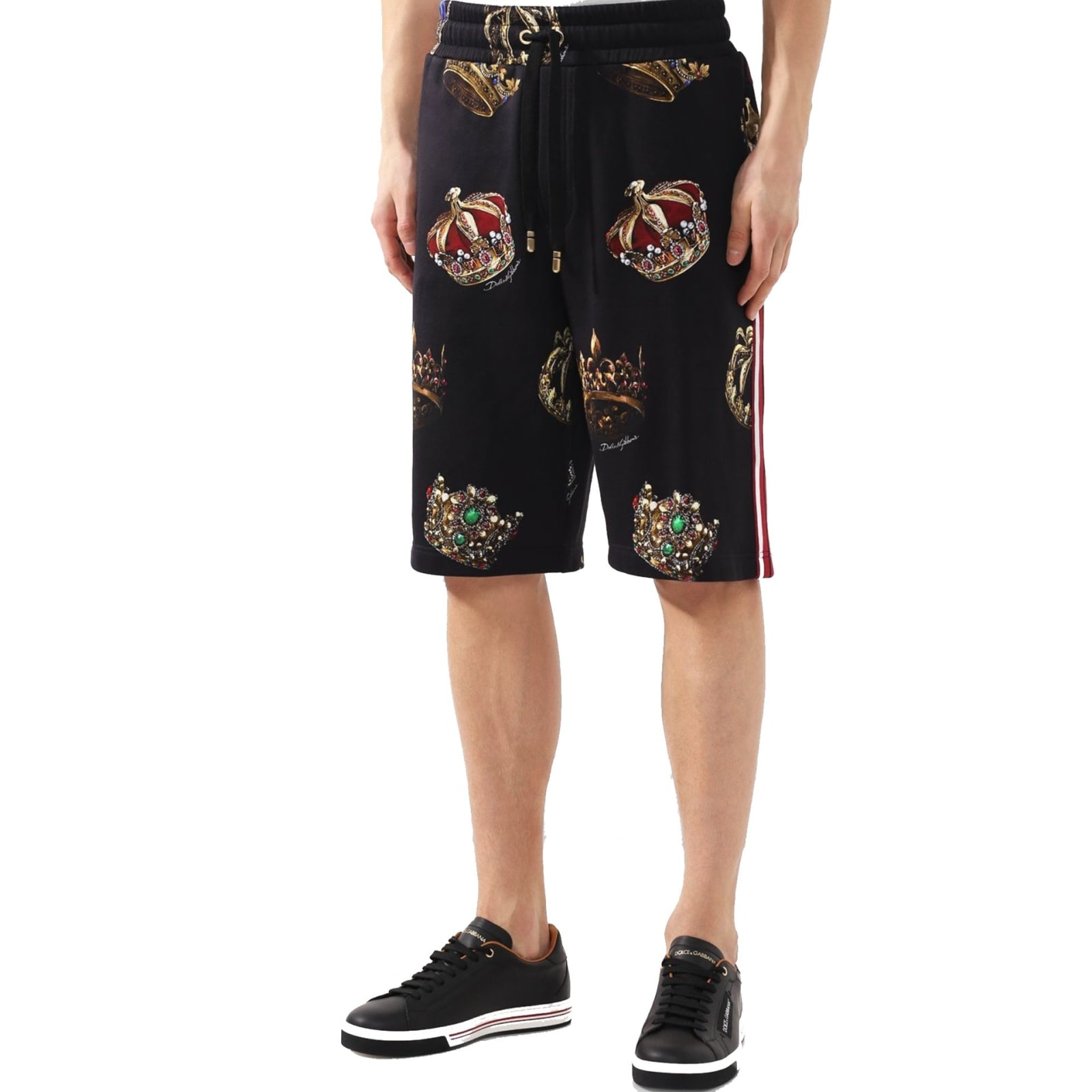 Shop Dolce & Gabbana Logo Track Shorts In Black