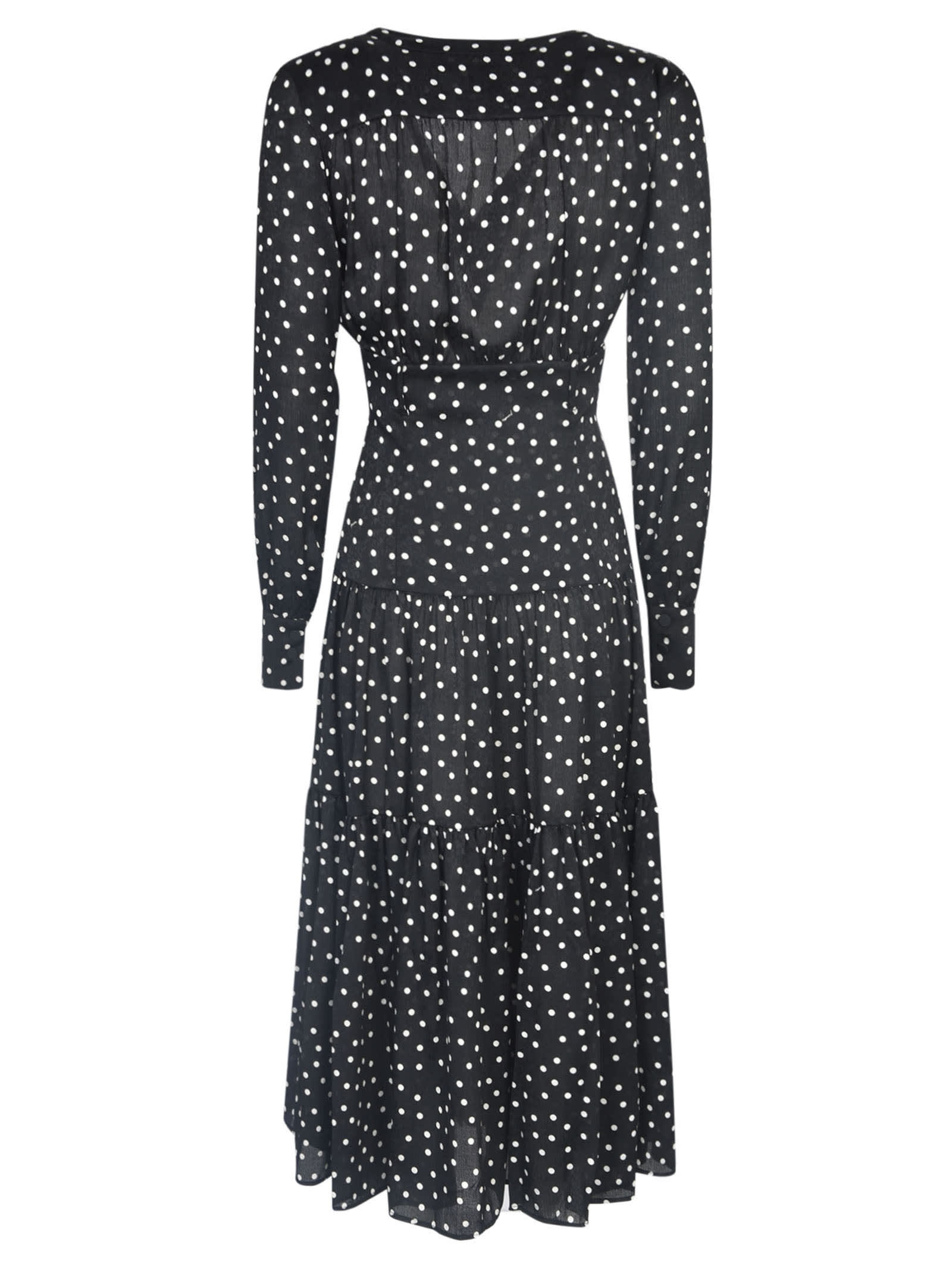 Shop Pinko Dotted Print Dress In Black/white