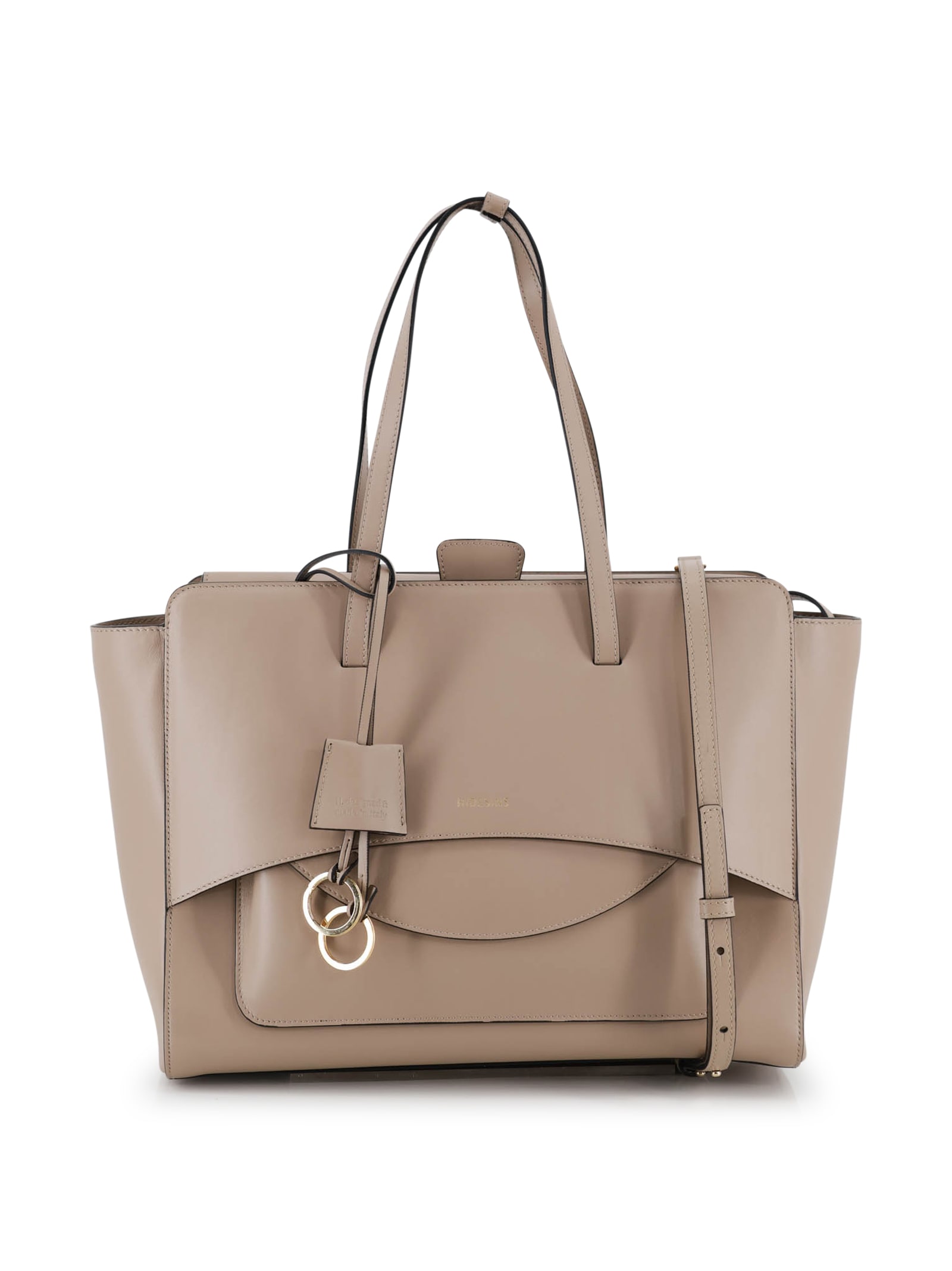 Hidesins Soft Calfskin Leather Shoulder Bag With Top Handles In Neutral