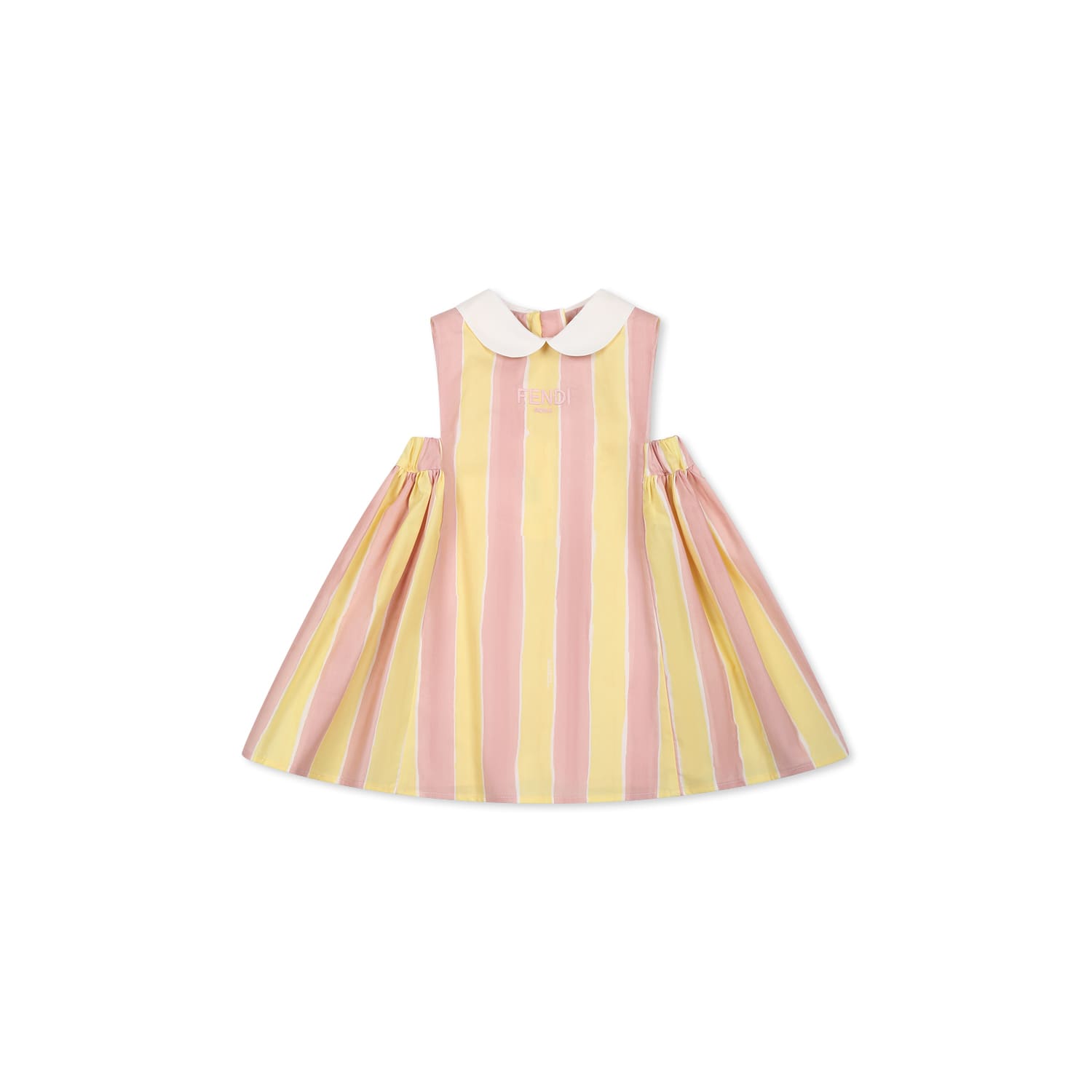 Fendi Multicolor Dress For Baby Girl With Logo