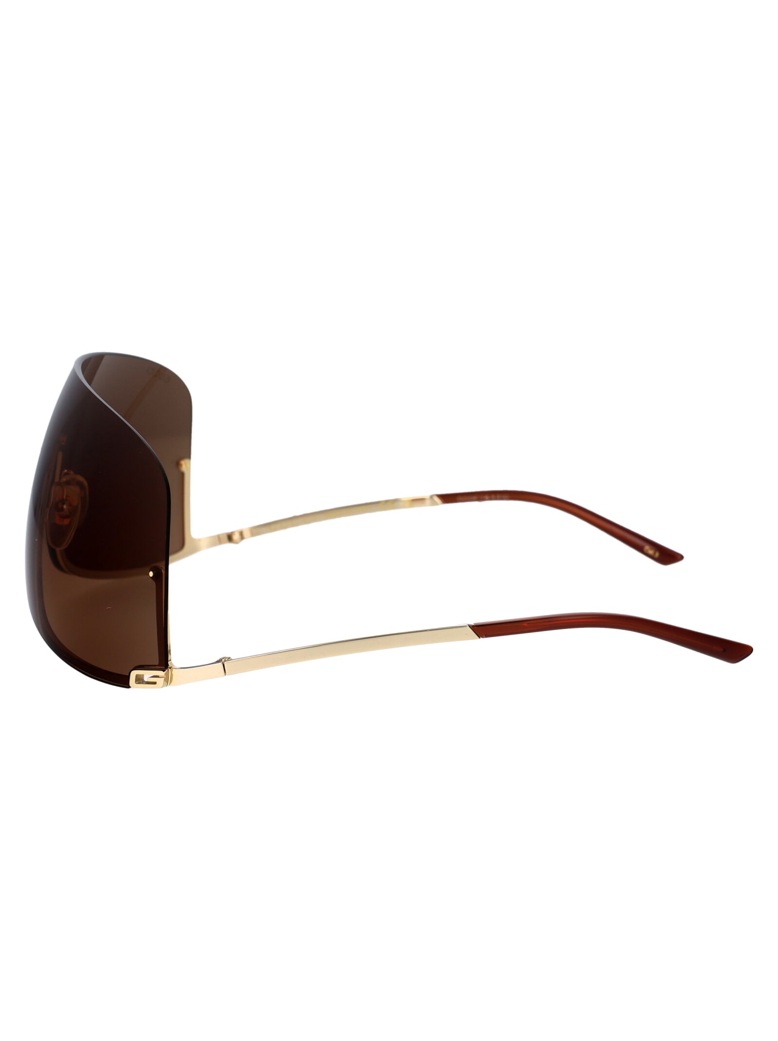 Gucci Gold Gold Brown Metal Sunglasses In Brown