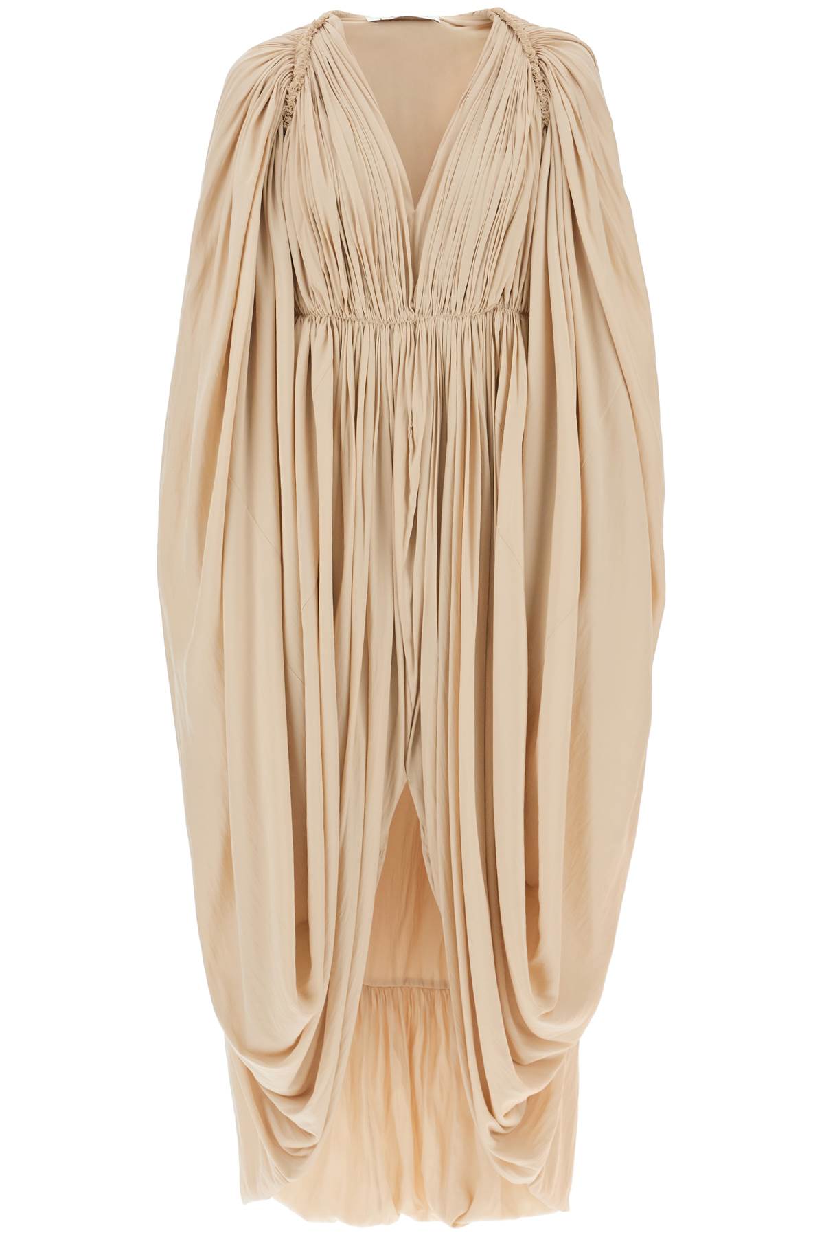 Shop Lanvin Charmeuse Draped Maxi Dress In Sand (beige)