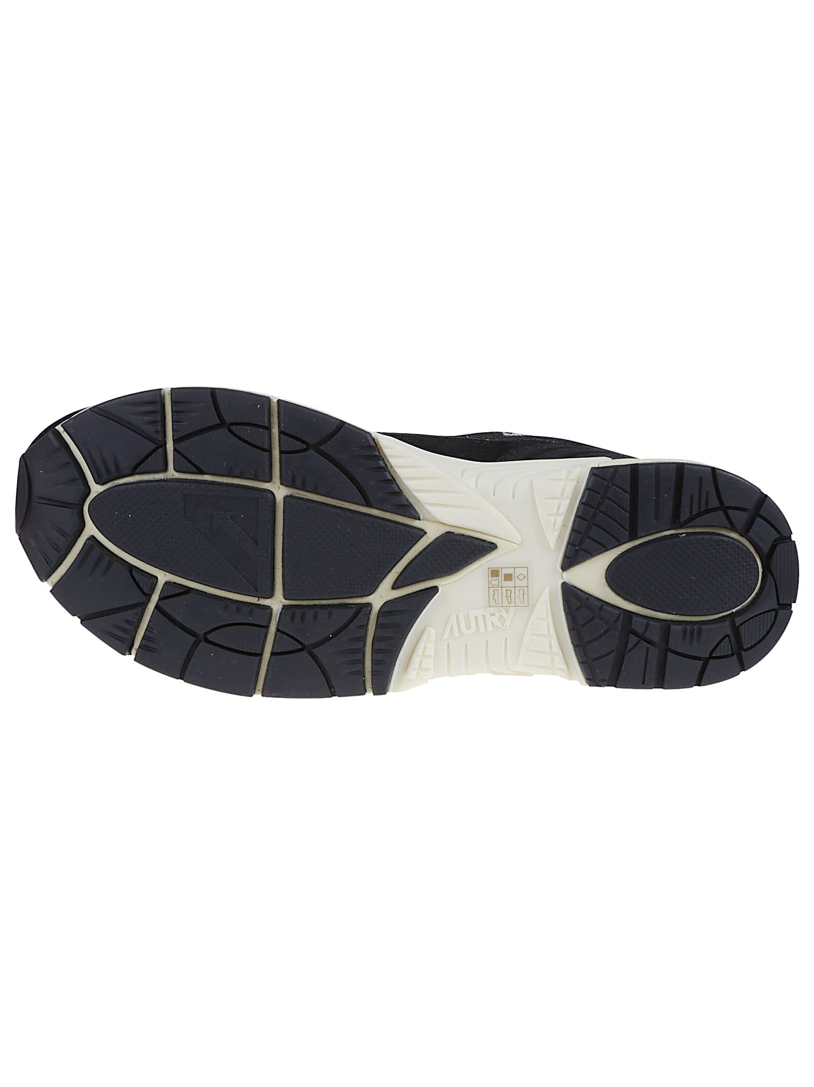 Autry Black Suede And Mesh Sneakers With Cream Cushioned Sole In Black
