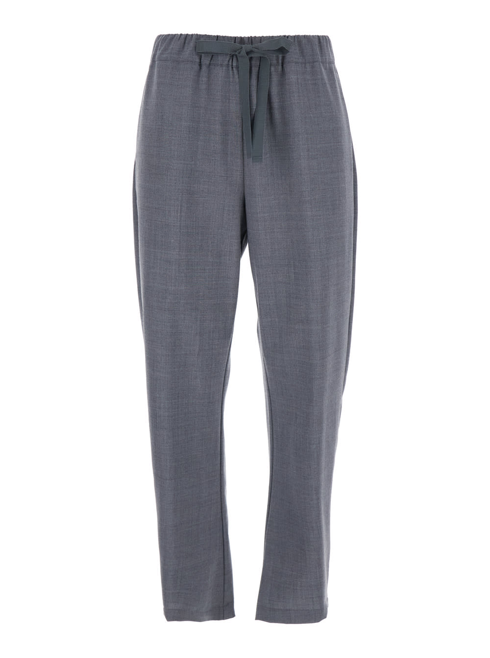 buddy Grey Cropped Pants With Drawstring Waist In Cotton Woman