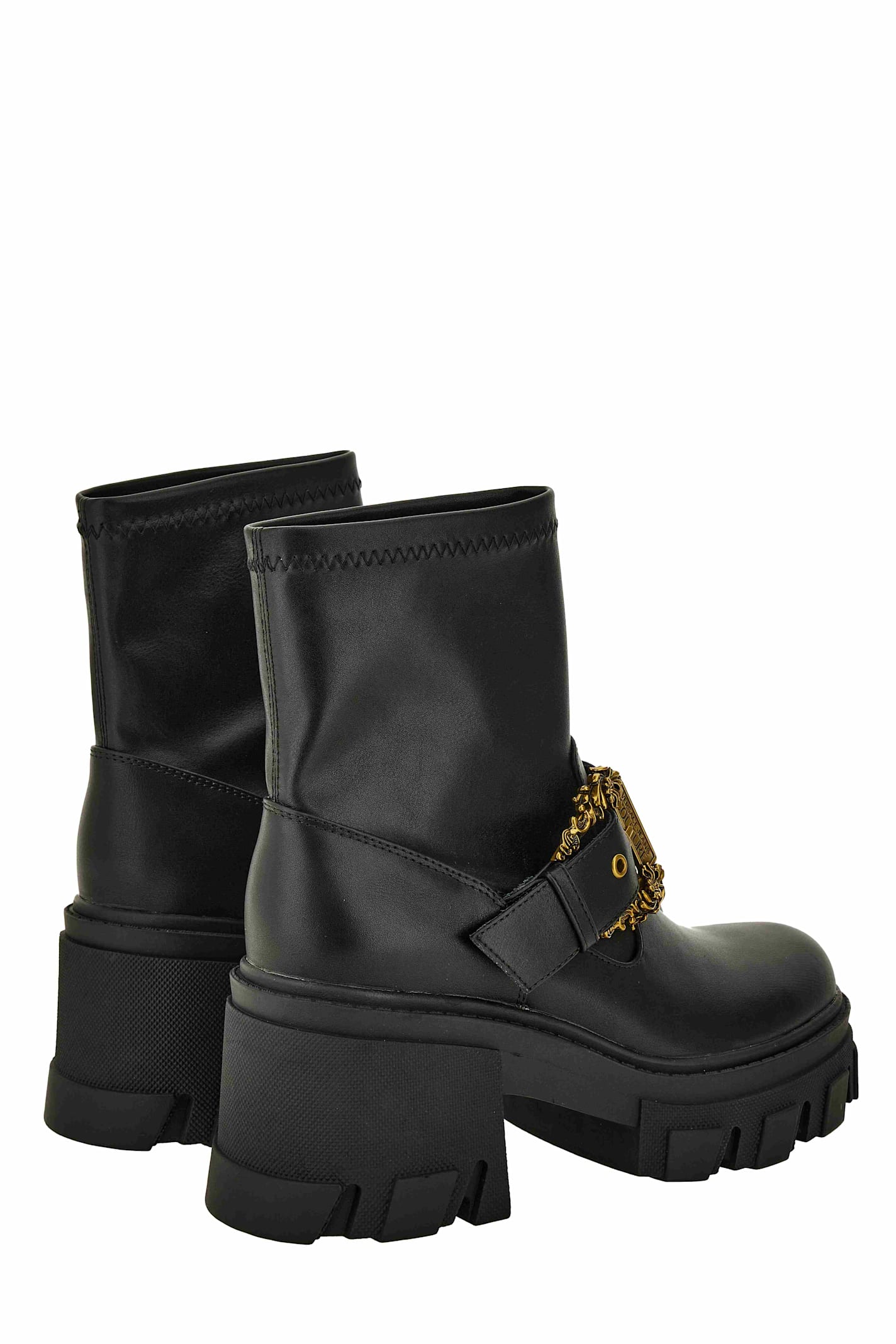 Versace Jeans Couture Buckle-embellished Boots In Black