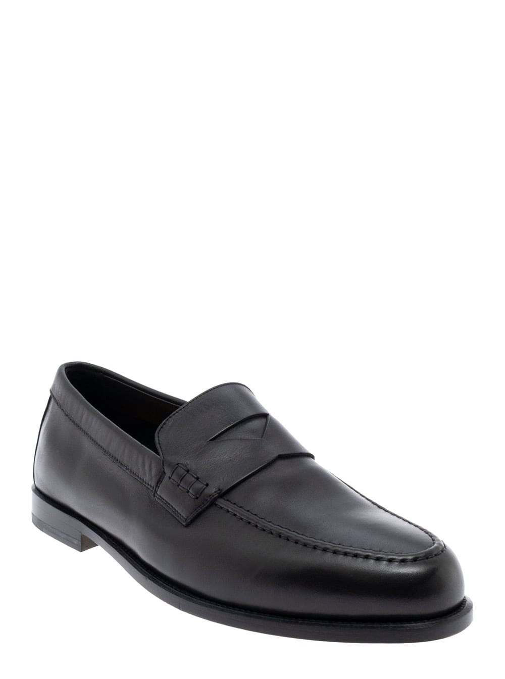 Doucal's Penny-slot Almond Toe Loafers In Black