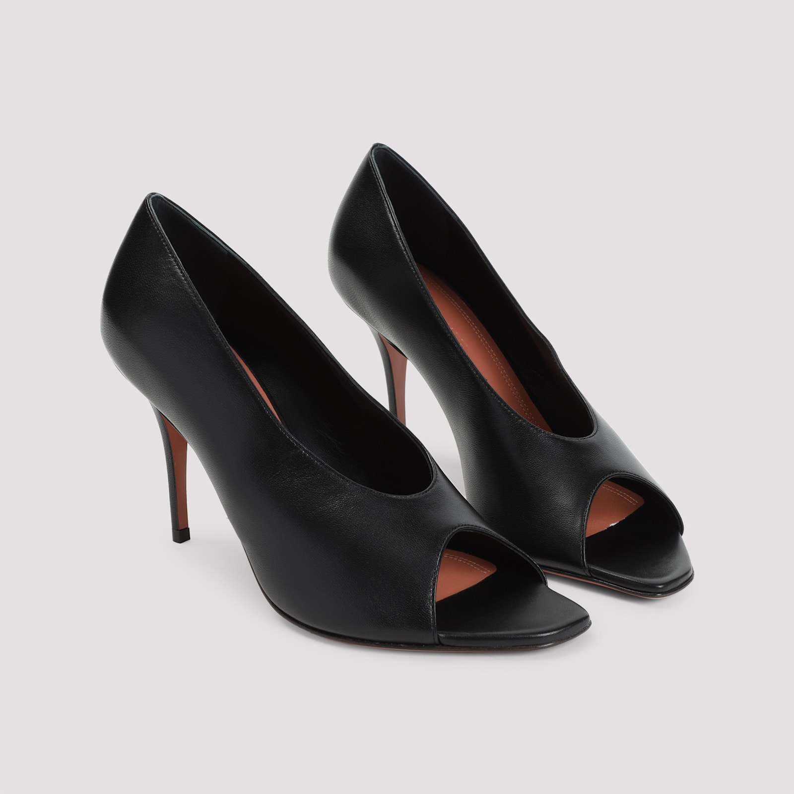 Amina Muaddi Julianne 90 Nappa Leather Sandals In Black