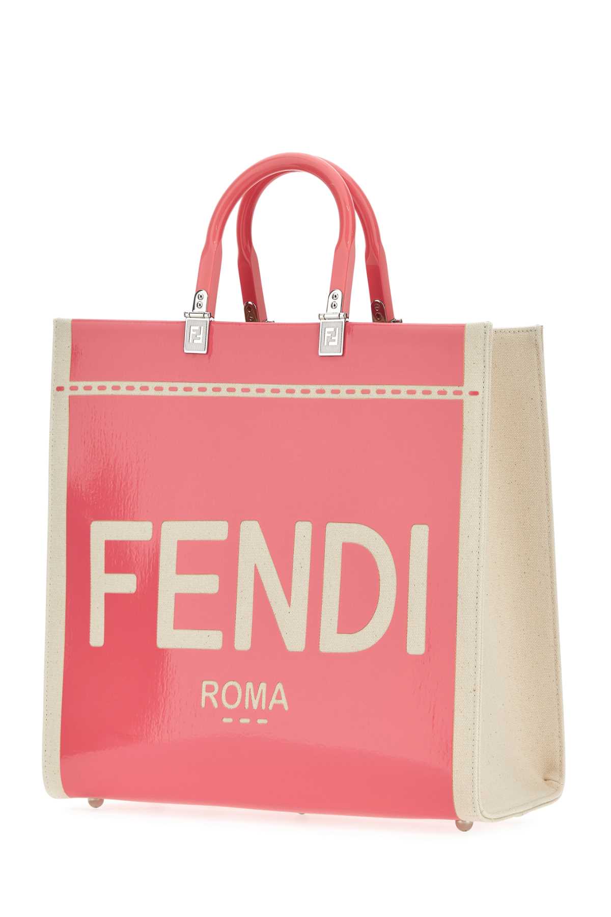 Shop Fendi Two-tone Canvas Medium Sunshine Shopping Bag In Fucsia