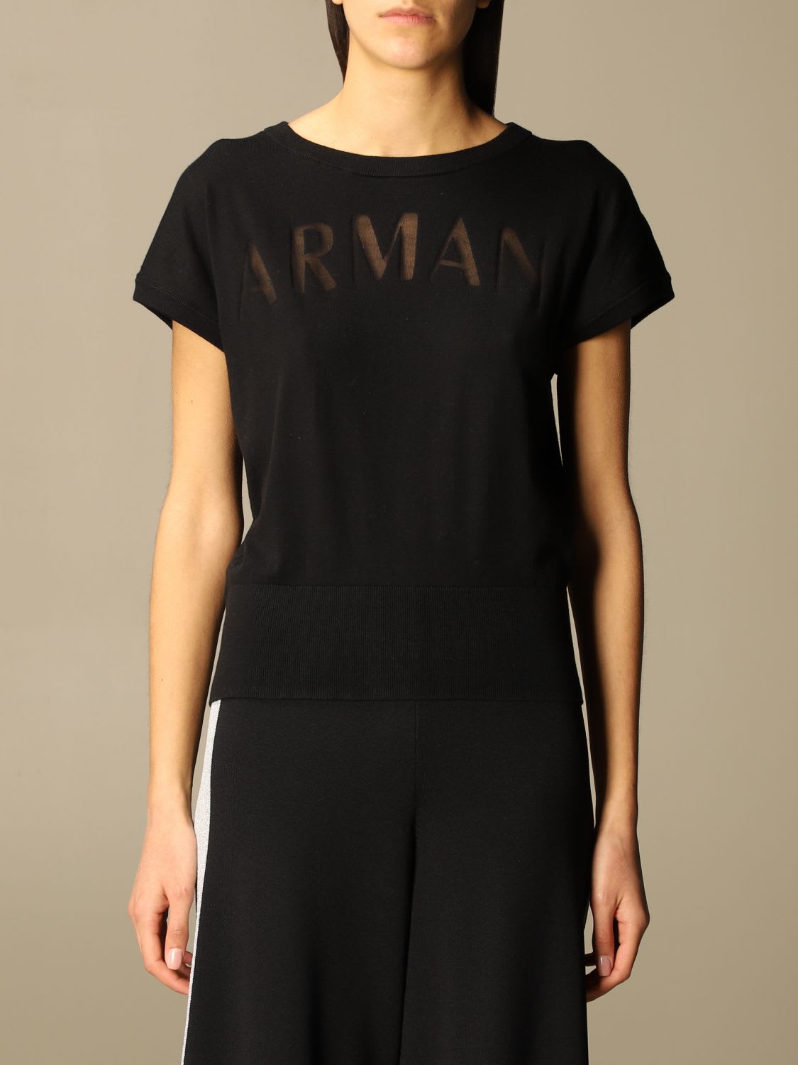 Armani Collezioni Armani Exchange Sweater Armani Exchange Crewneck Sweater In Cotton Blend In Black