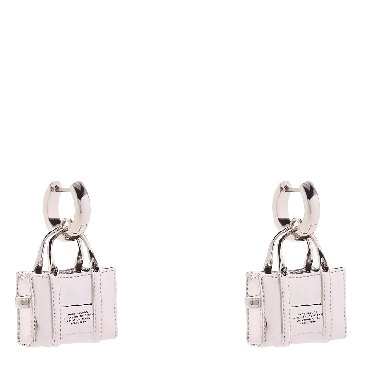 Shop Marc Jacobs The Tote Bag Earrings In Silver