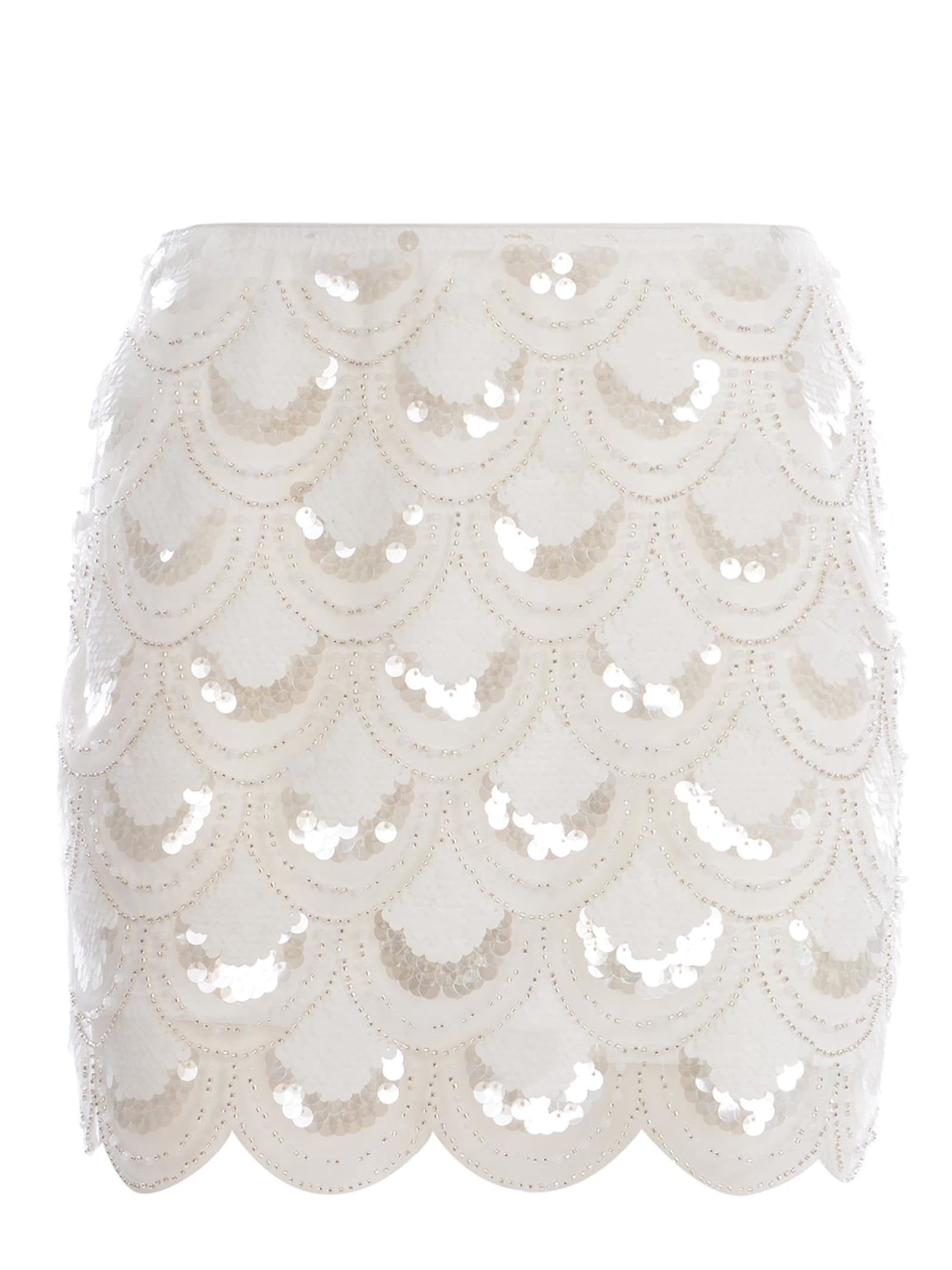 Shop Rotate Birger Christensen Skirt Rotate Made With Sequins In Bianco