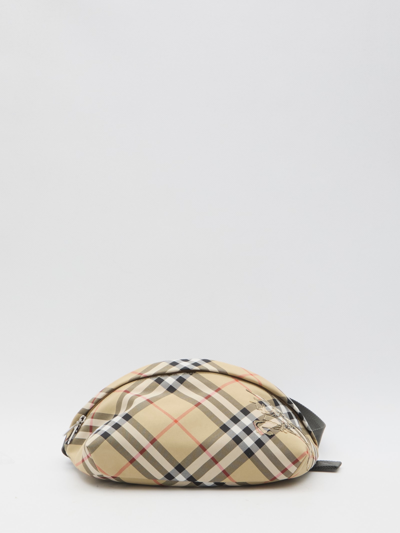 Shop Burberry Check Belt Bag In Beige