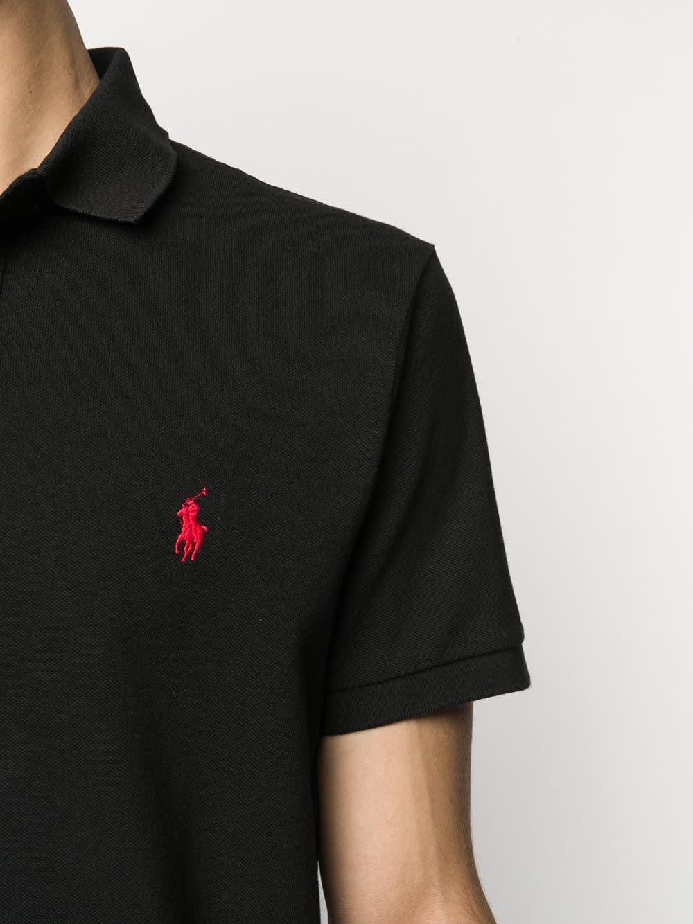 Shop Polo Ralph Lauren Jersey Polo With Logo  In Black
