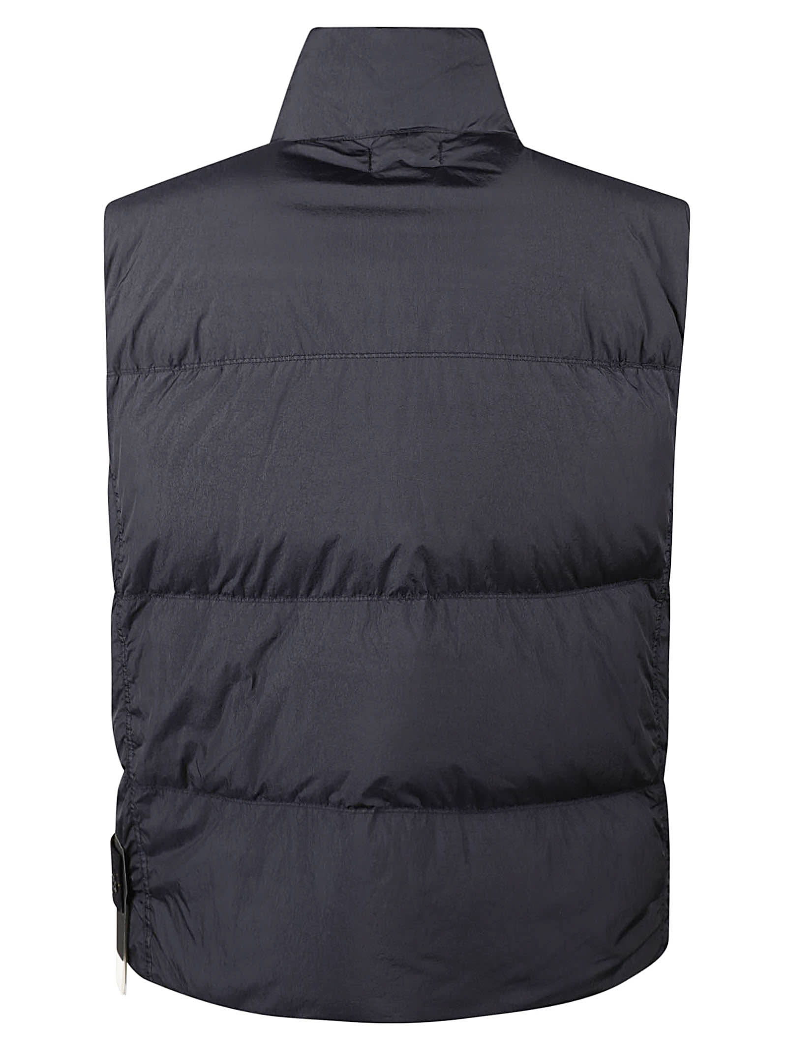 Shop Stone Island High-neck Buttoned Padded Vest In Navy Blue