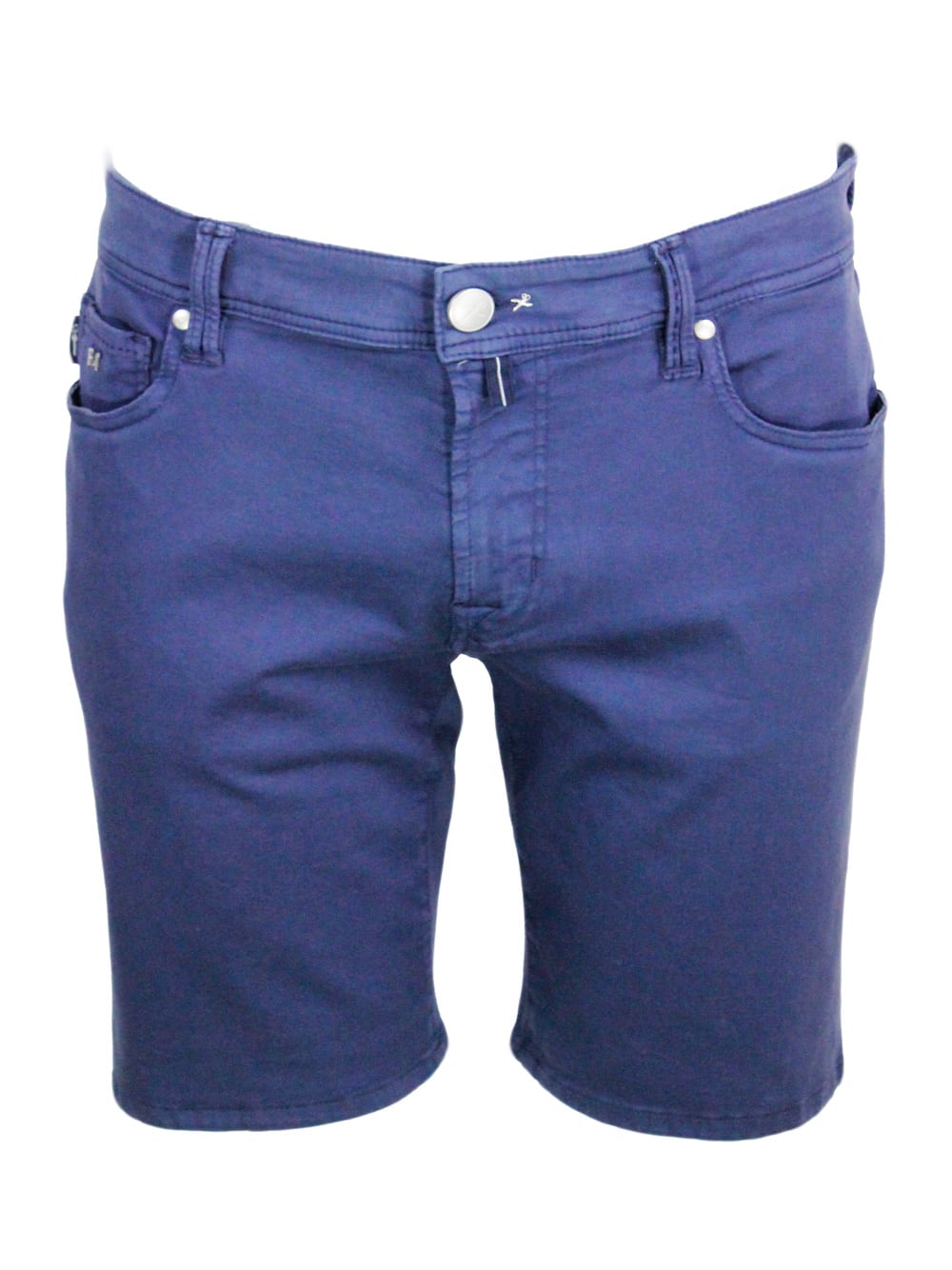 Sartoria Tramarossa Ascanio Slim Bermuda Shorts In Super Stretch Cotton Gabardine With 5 Pockets And Tailored Stitching In Blu Light
