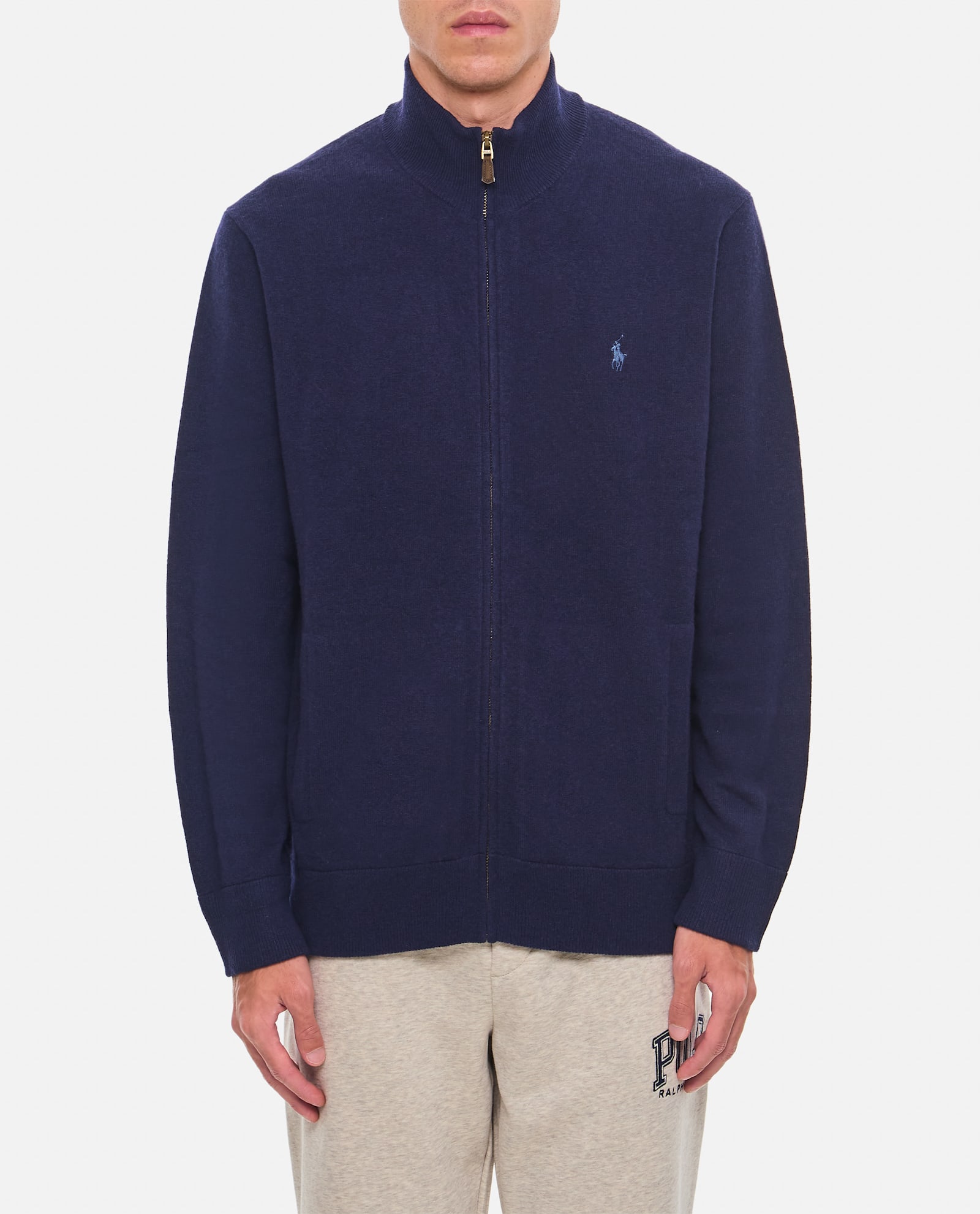 Shop Polo Ralph Lauren Sweater With Full Zip In Blue