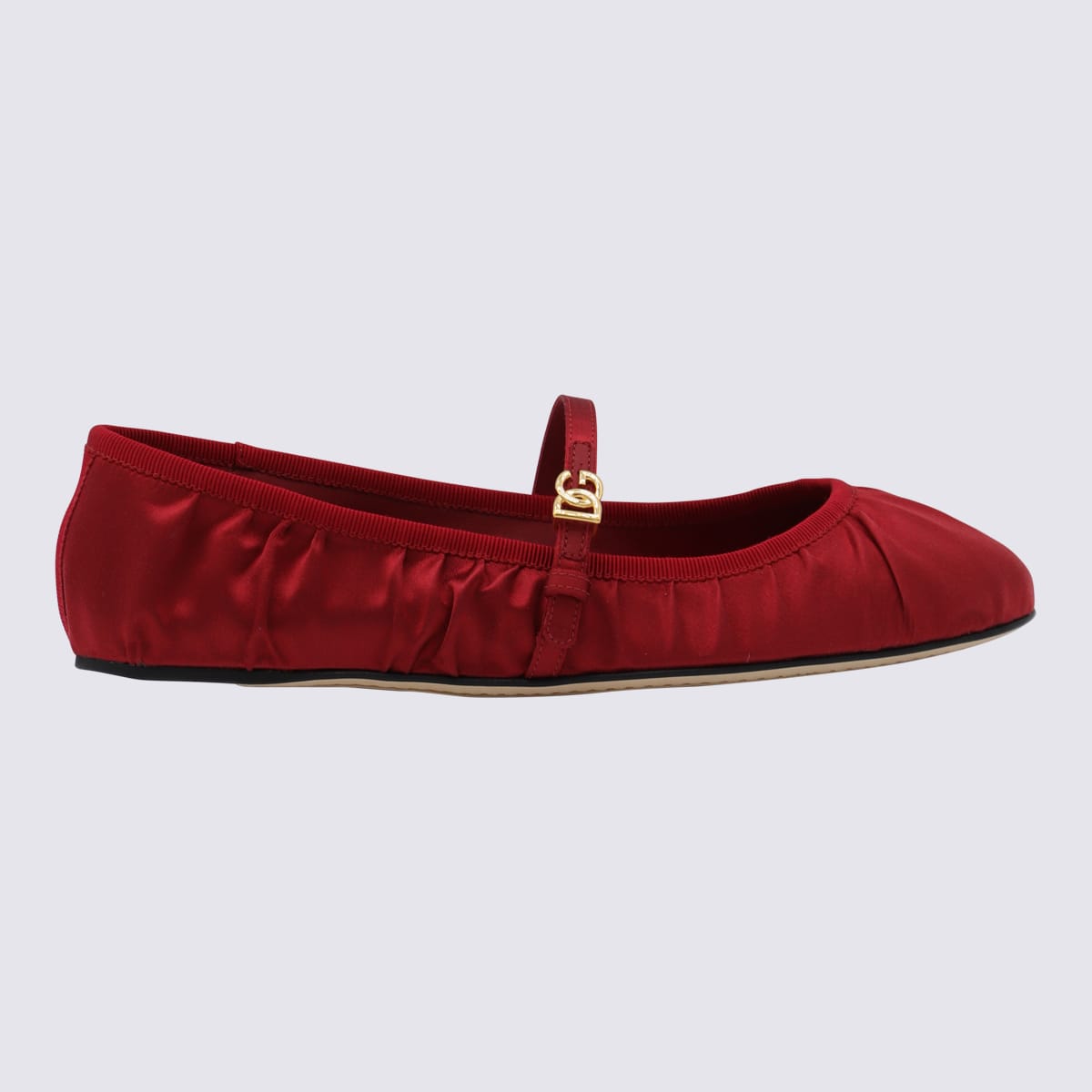Dolce & Gabbana Satin Ballet Flats In Red