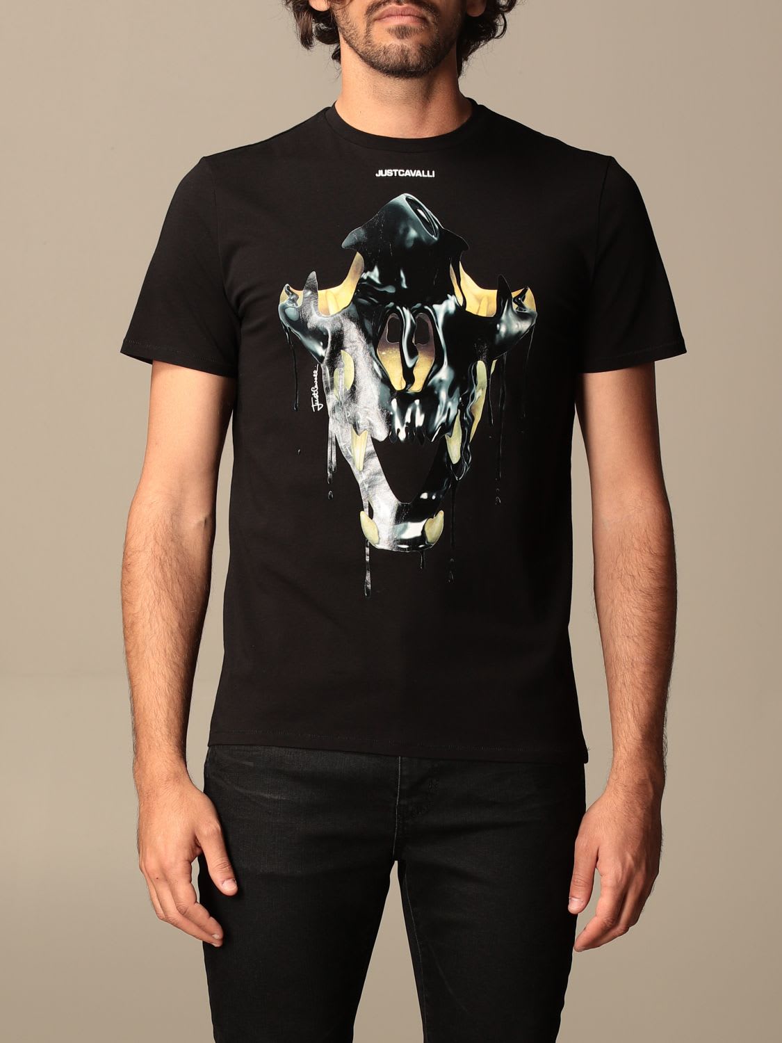 JUST CAVALLI T-SHIRT IN COTTON WITH PRINT,S01GC0661 N20663 900