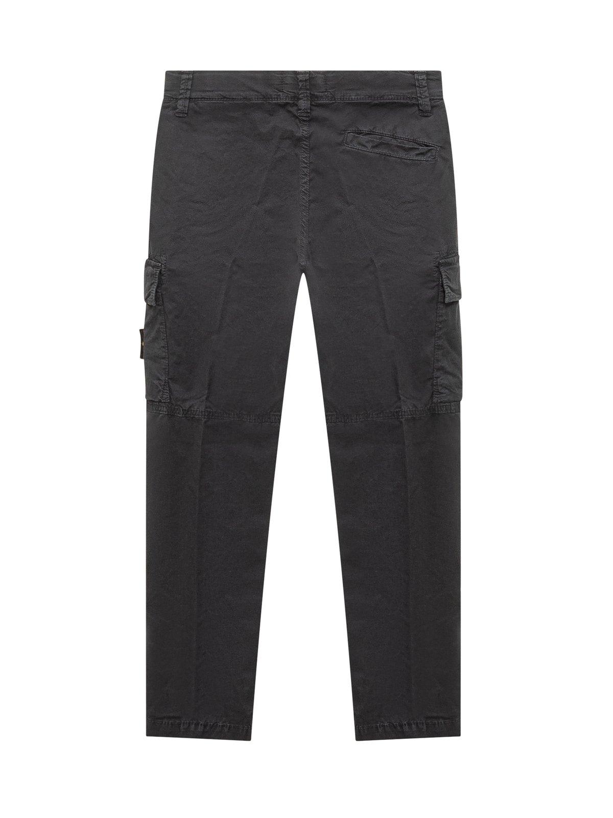 Stone Island Blue Pants With Elastic Waist And Logo Patch On The Pocket In Cotton Stretch Boy In Blue
