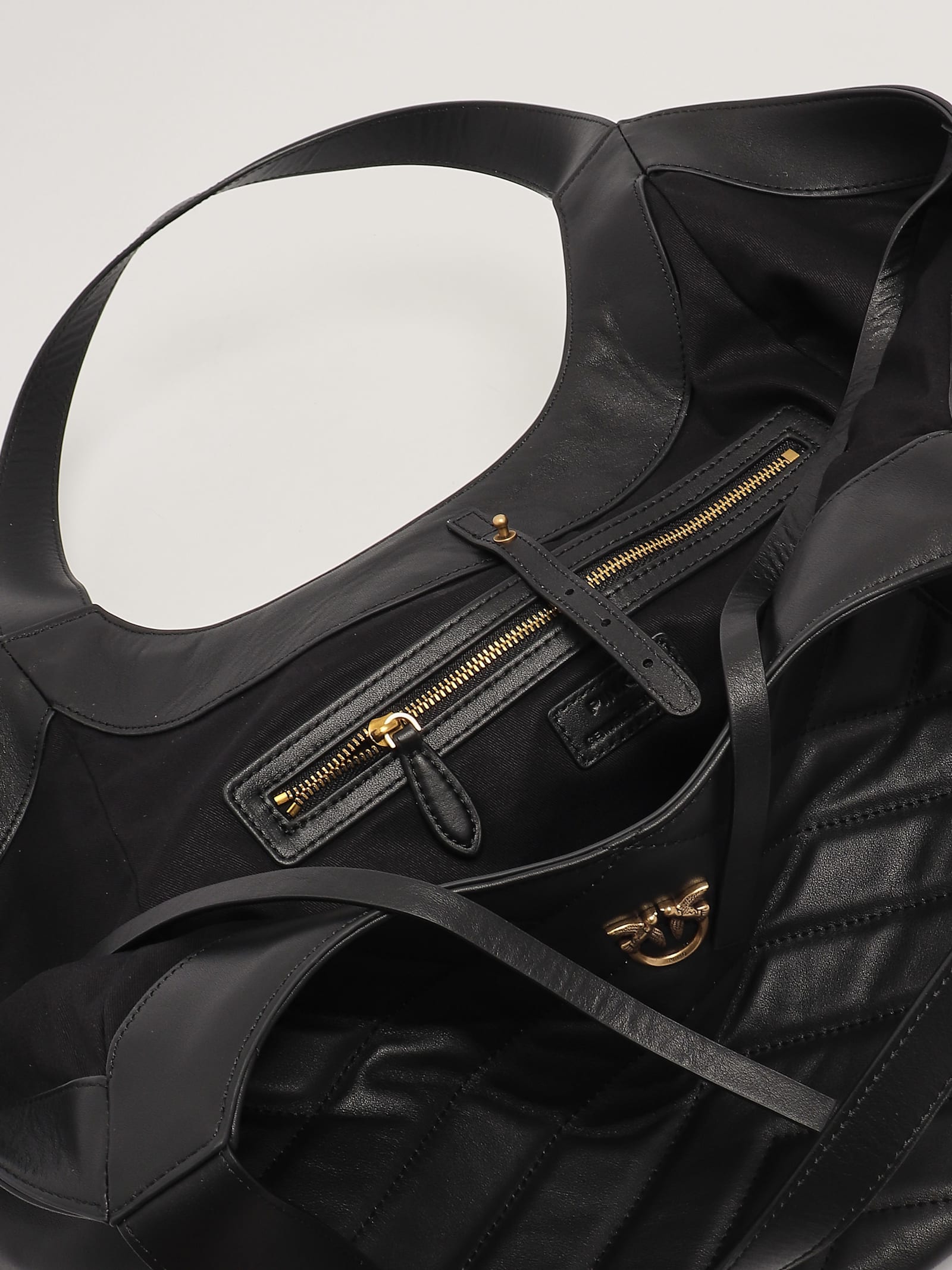 Shop Pinko Leather Tote In Nero