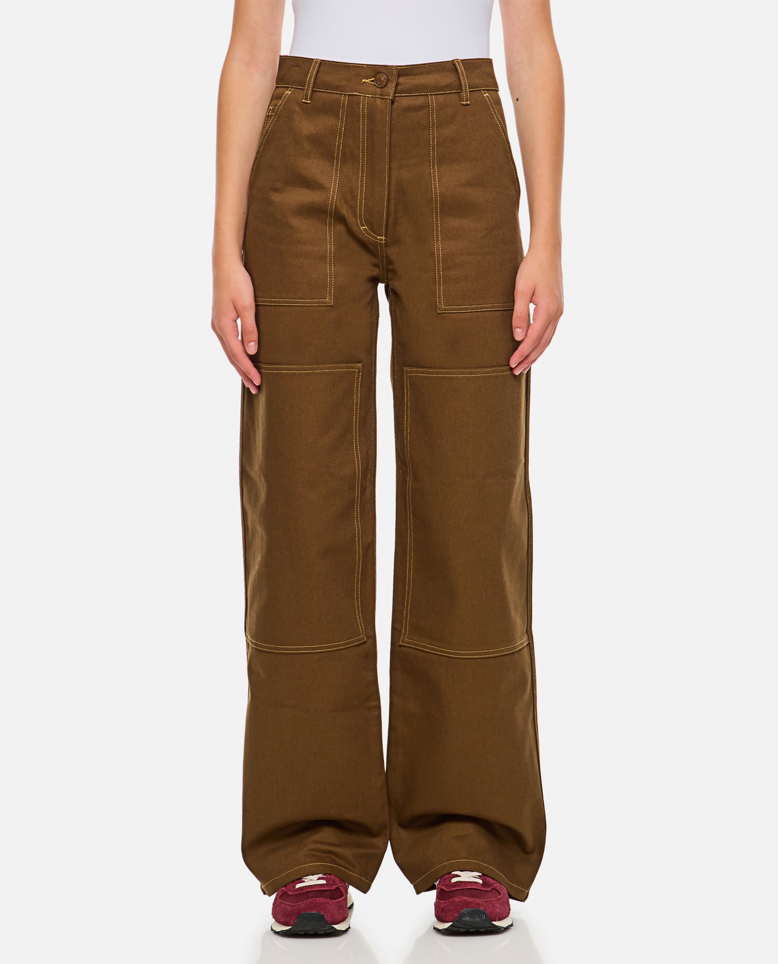 Shop Cecilie Bahnsen Omega Trousers Denim In Brown