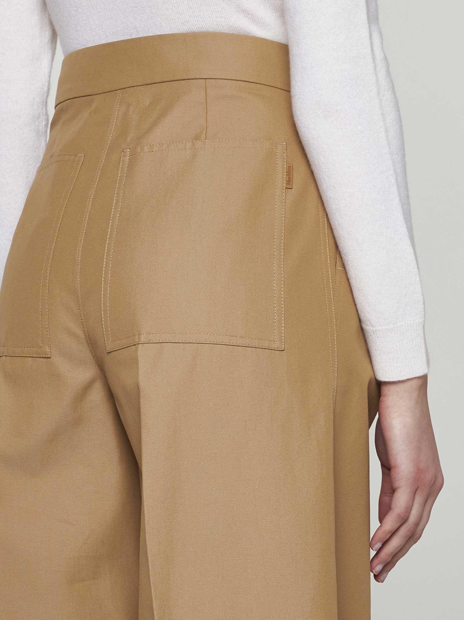 Shop Max Mara Corte Cotton Trousers In Neutrals