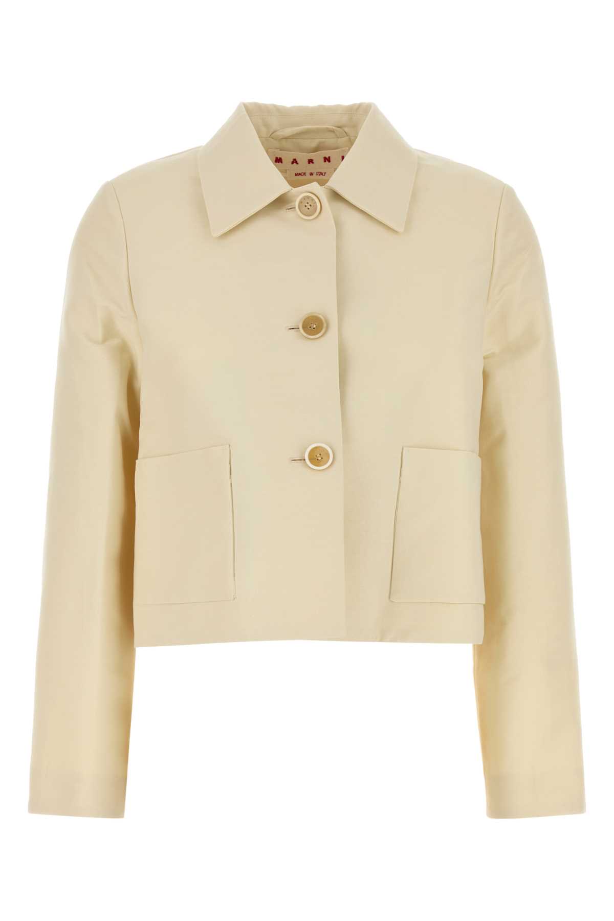 Marni Cotton Cropped Jacket In Neutral