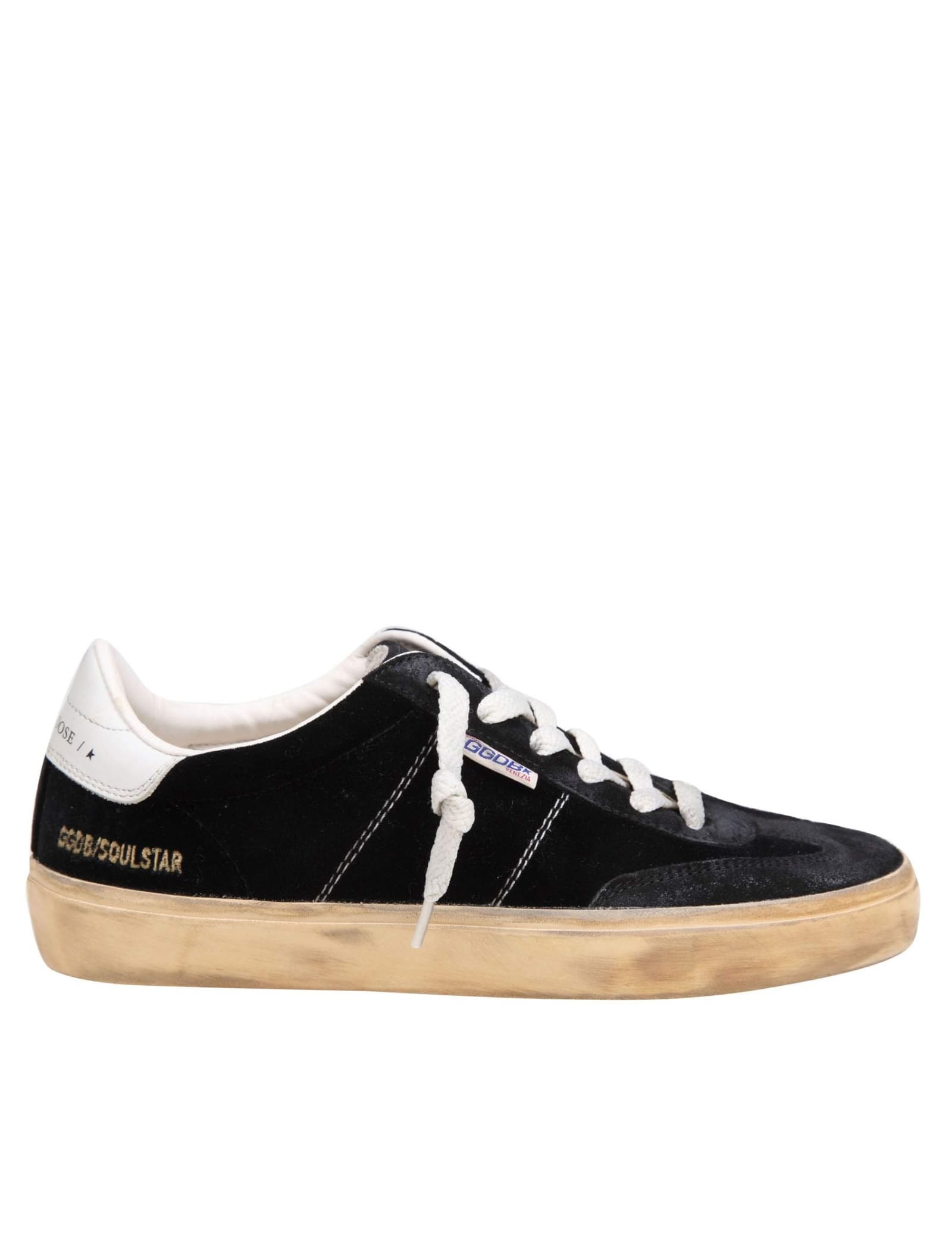 Shop Golden Goose Soul Star Sneakers In Velvet And Suede Color Black In Black/milk