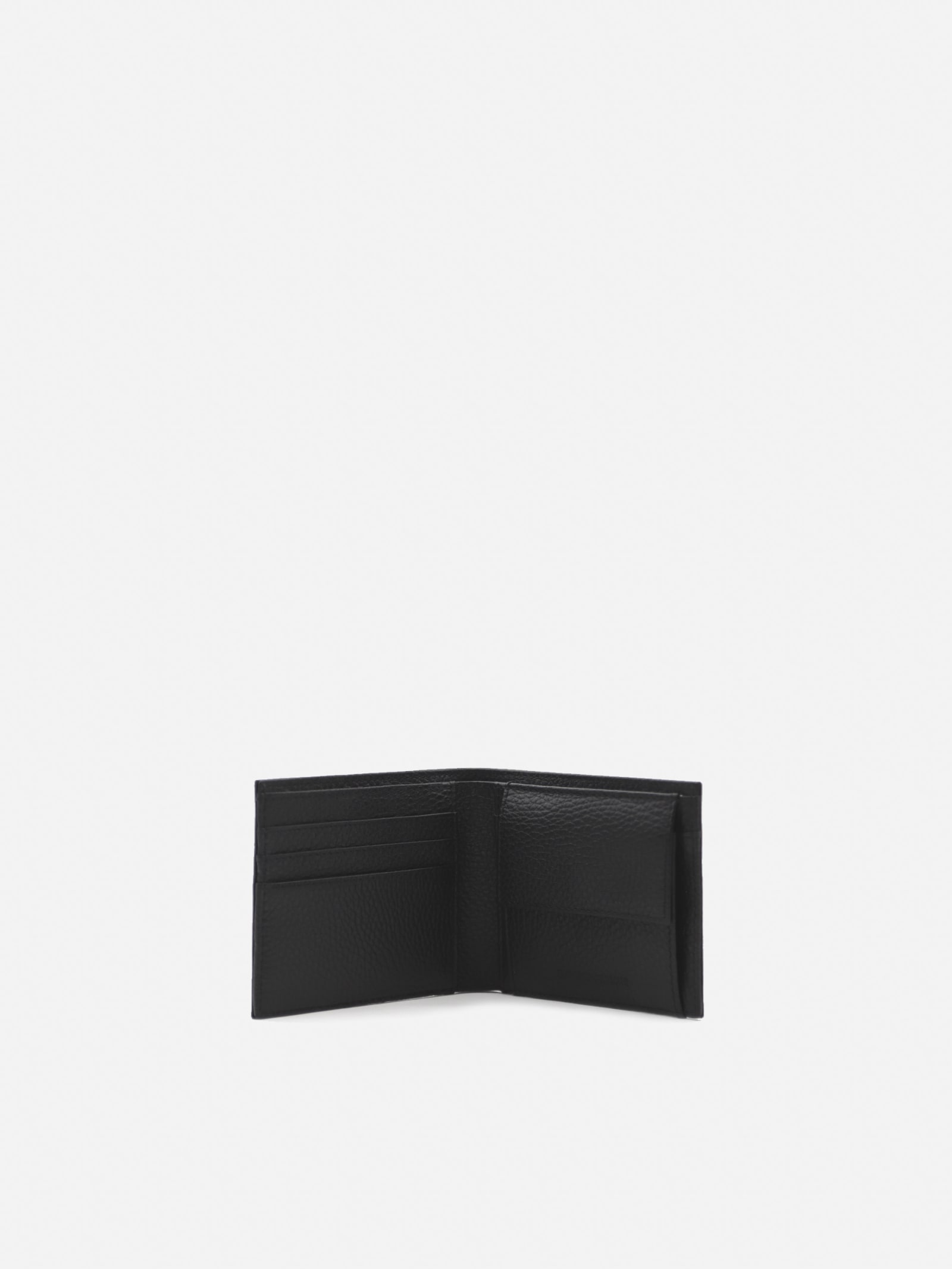 Shop Emporio Armani Leather Wallet With Tone-on-tone Logo Application In Black